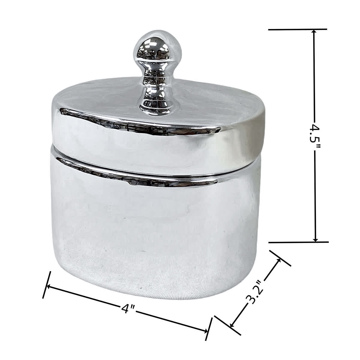 Found & Fable Silver Oval Ceramic Box, 4x3