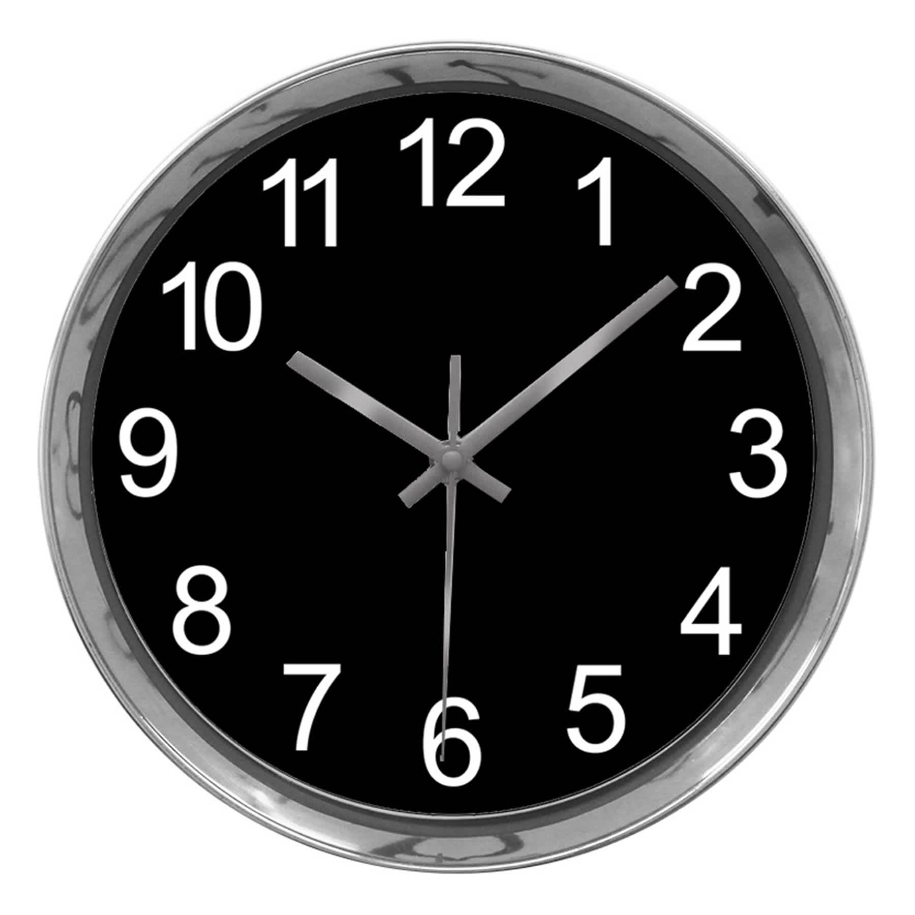 Black & Chrome Accent Round Wall Clock, 10"