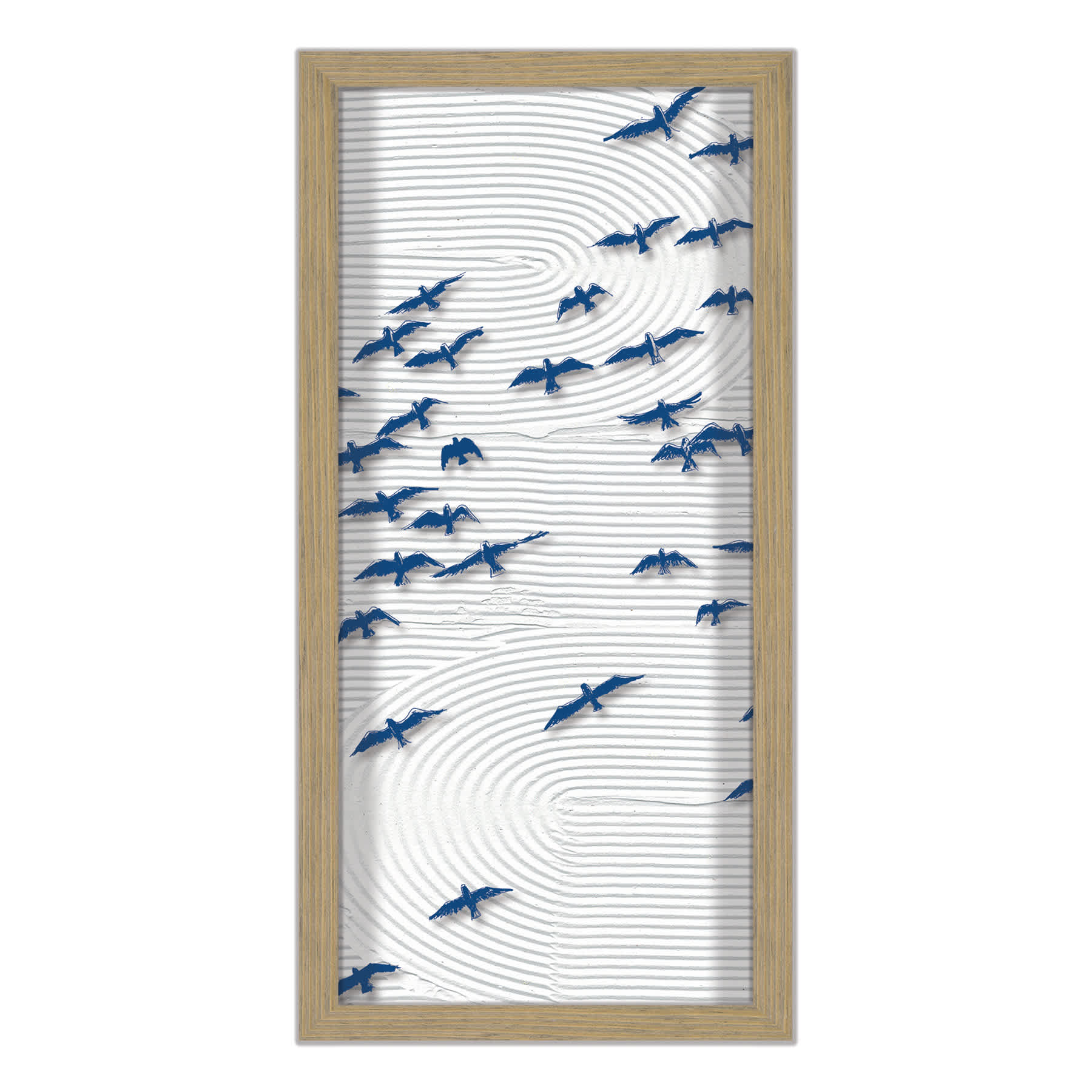 Honeybloom Glass Framed Flock of Birds Print with Silkscreen Wall Art, 12x24