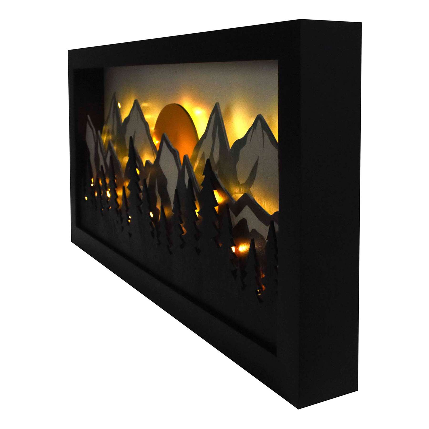 Lake & Lodge Framed LED Mountain Wall Art, 19x10