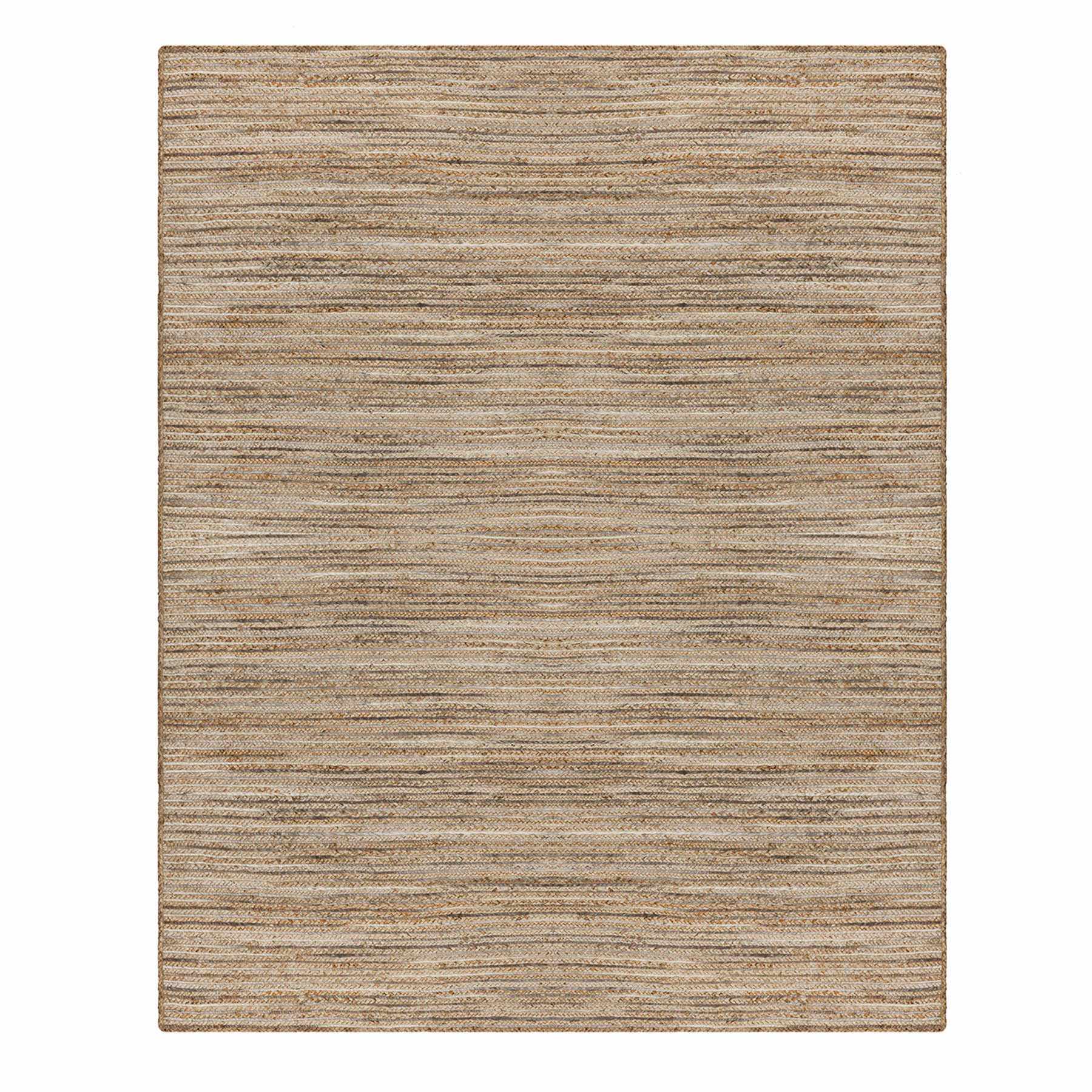 (B729) Ty Pennington Kensie Natural Striped Jute Area Rug, 8x10