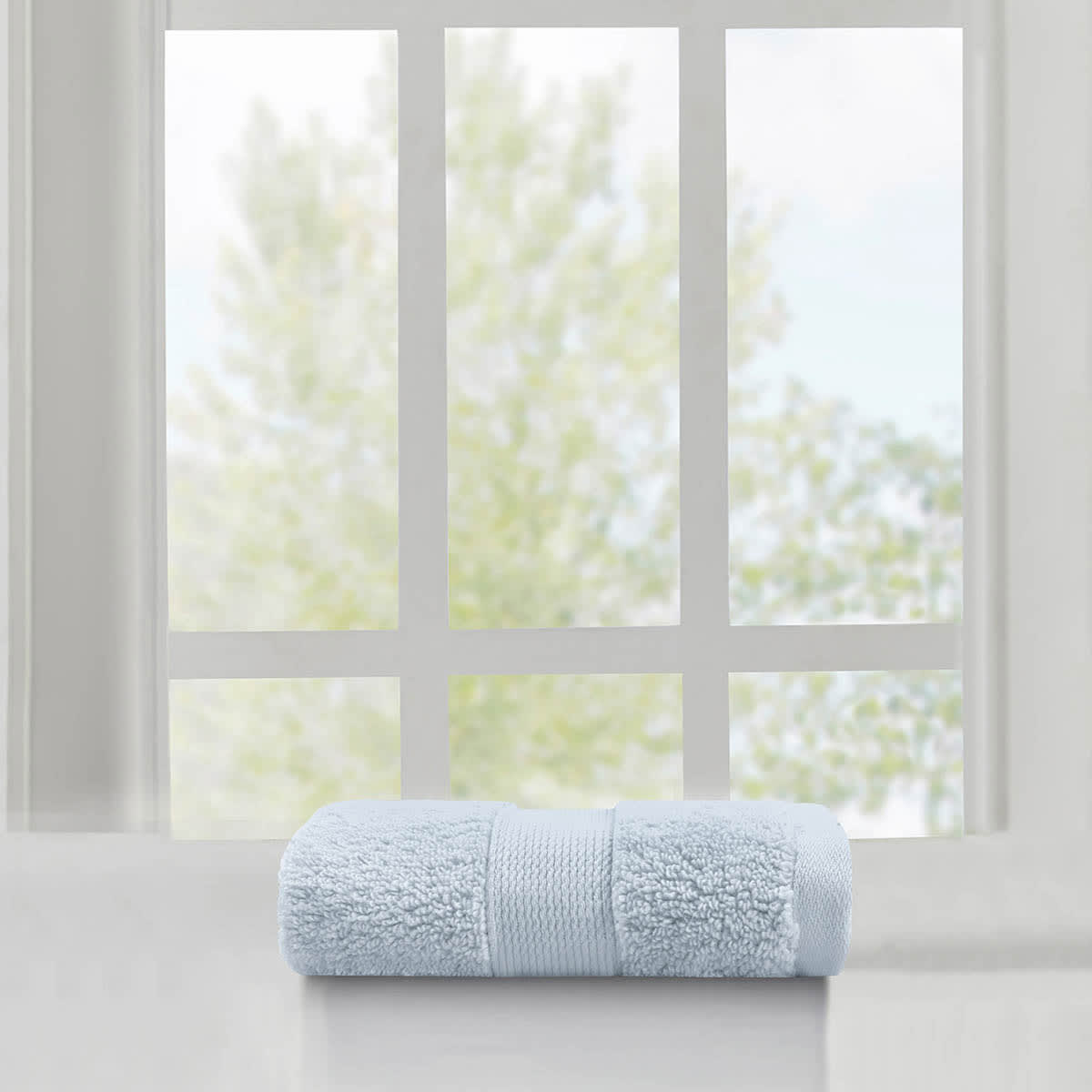 Providence Light Blue Egyptian Cotton Washcloth, 13"