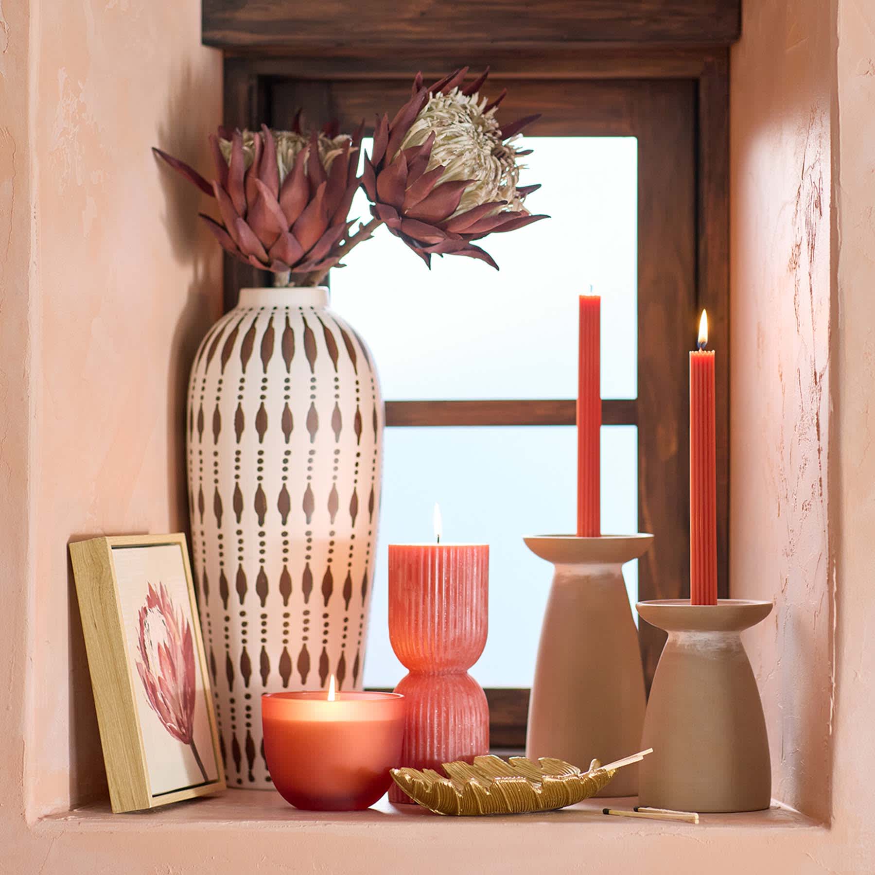 Unglazed Duo Candle Holder, 4.3x8