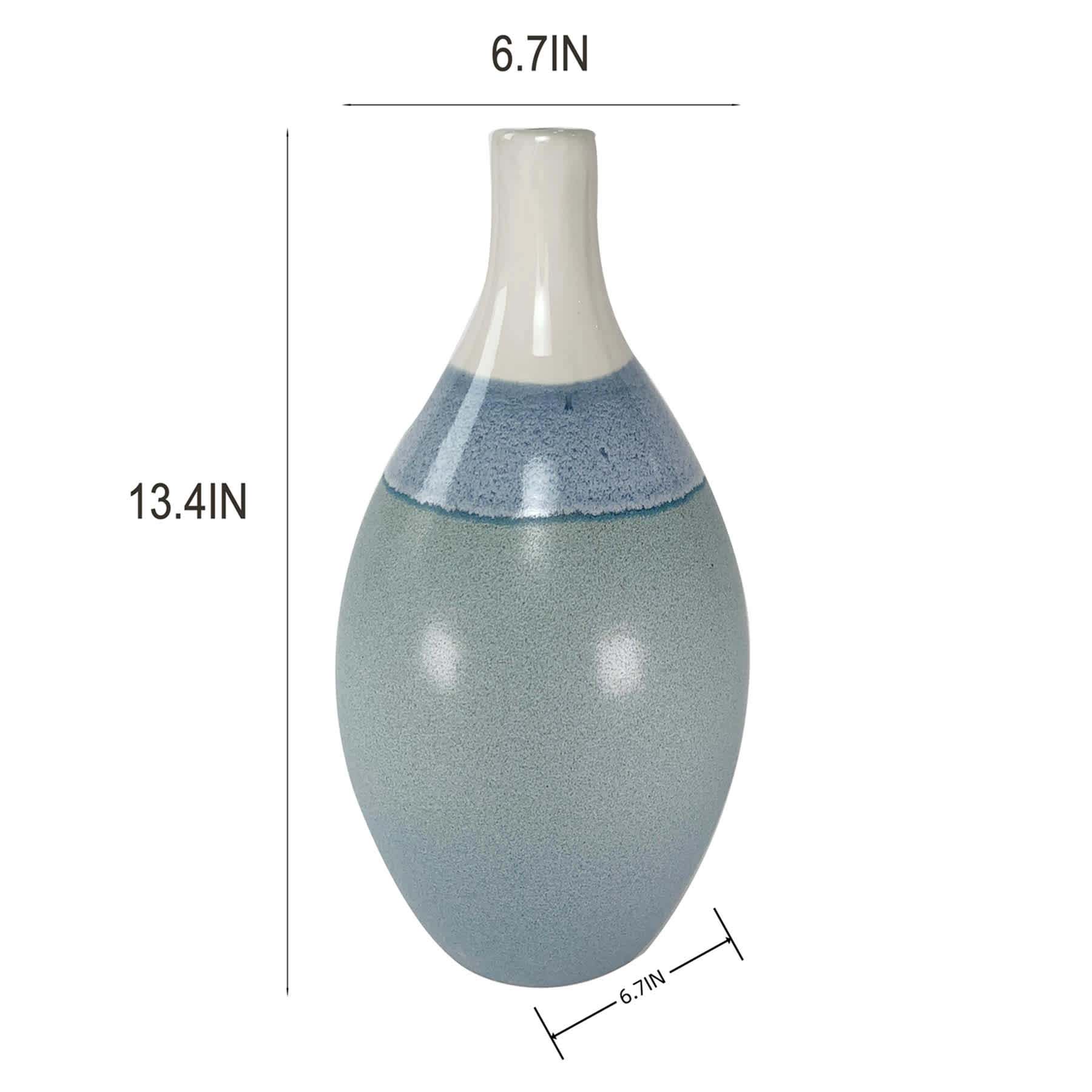 Blue Aqua Reactive Ceramic Vase, 8x13