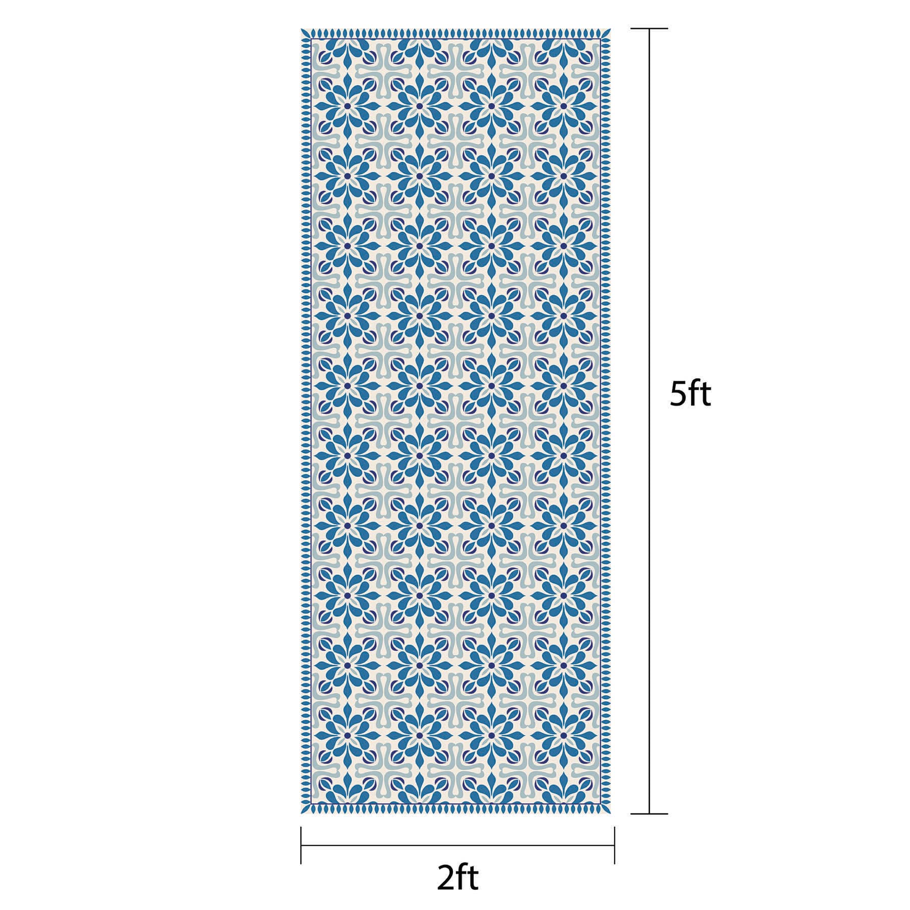 Vinyl Blue/Ivory Runner 2x5
