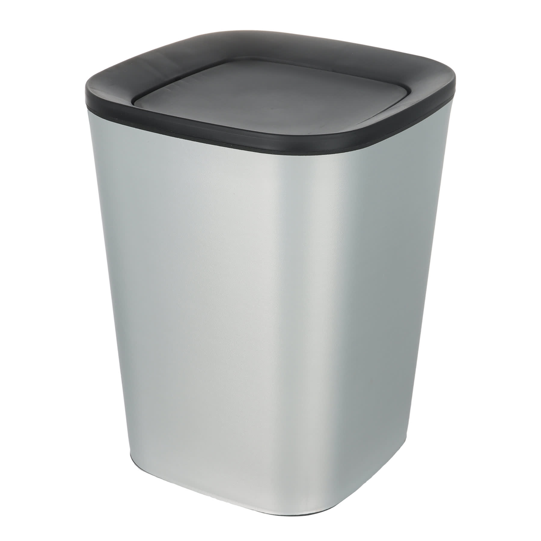 Silver Swing Trash Can with Black Top, 5l