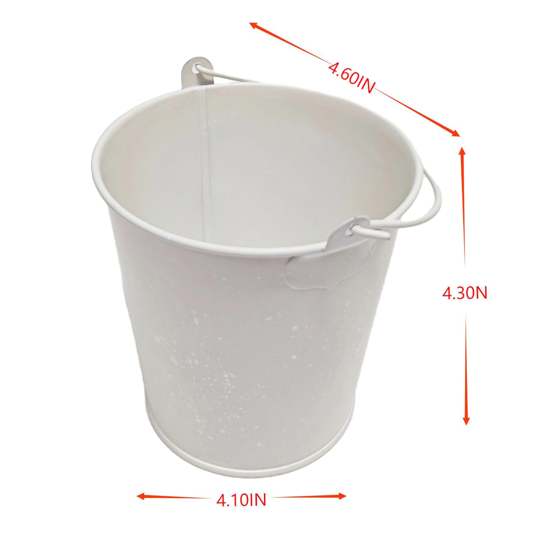 White Metal Bucket, 4"