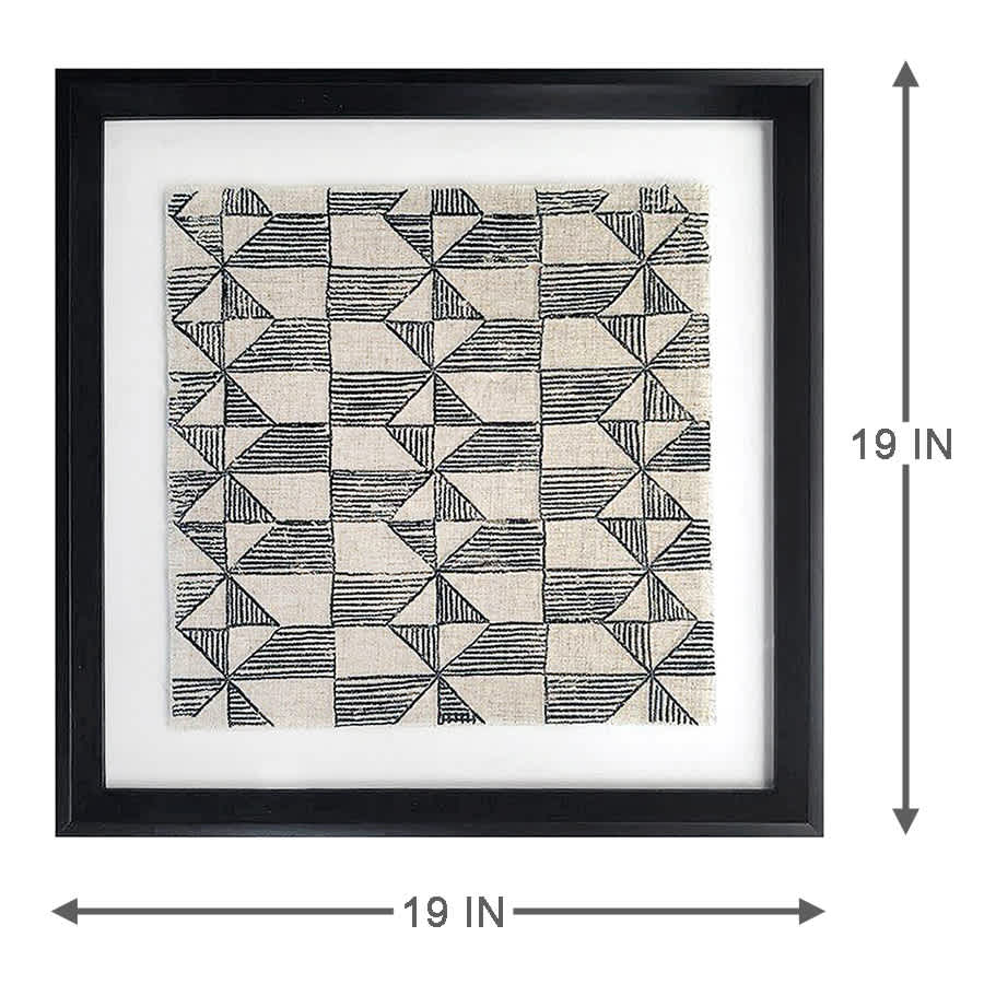 Found & Fable Glass Framed Embroidered Wall Art, 19"