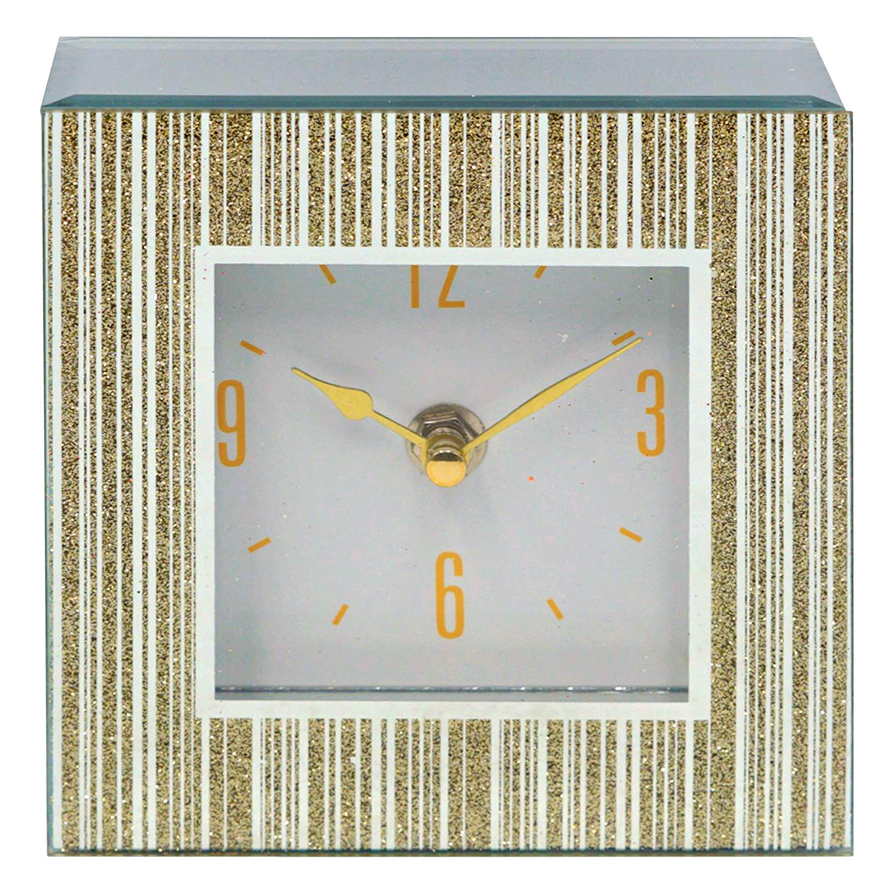 Gold Mirror Square Table Clock, 5"