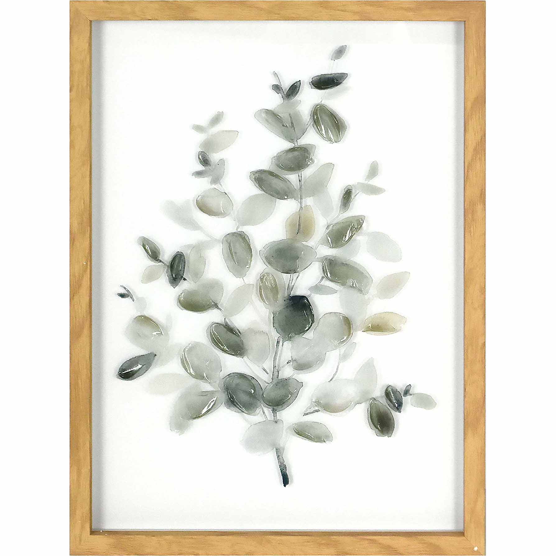 Honeybloom Glass Framed Green Eucalyptus Print Wall Art, 12x16