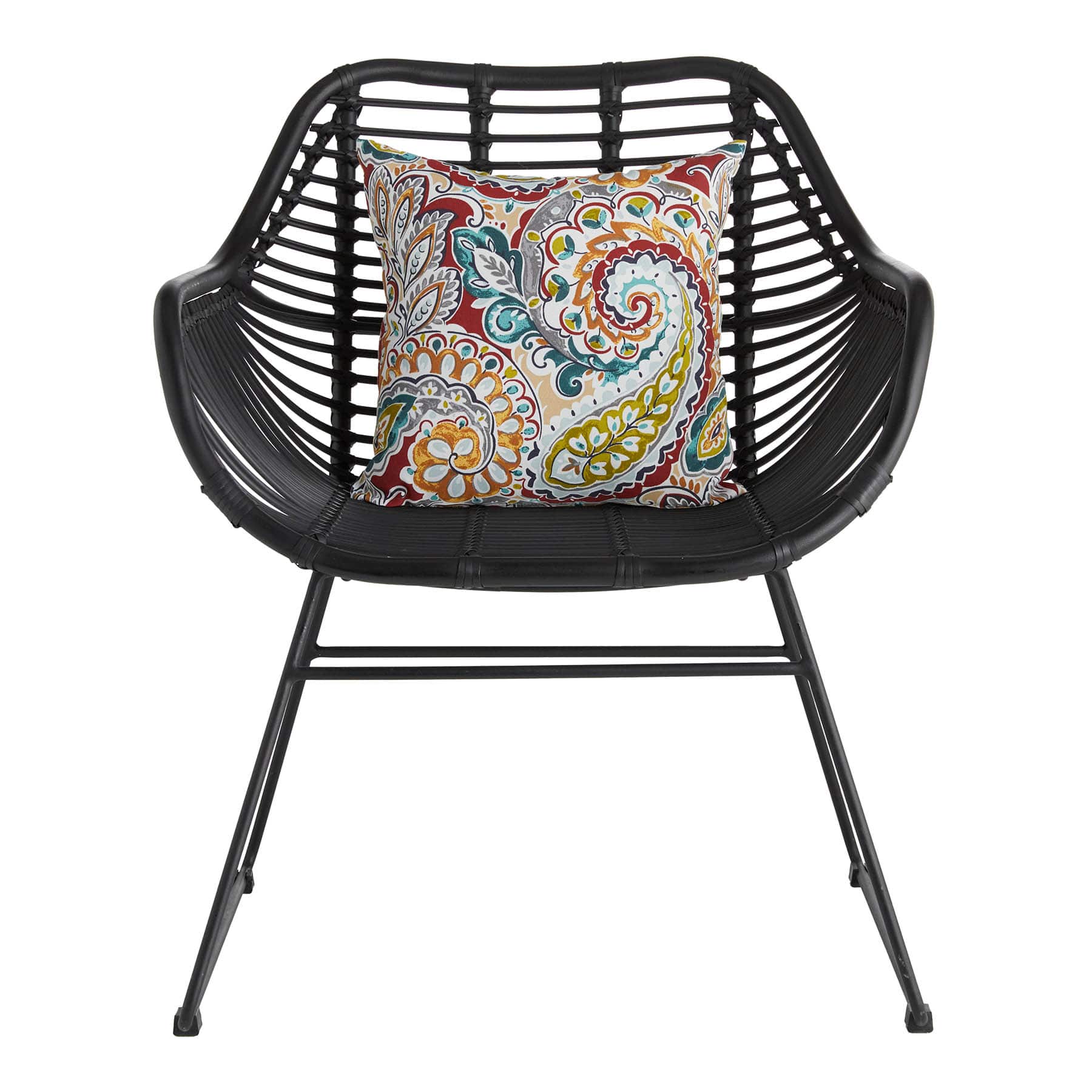 Paisley Chili Square Outdoor Throw Pillow, 16"