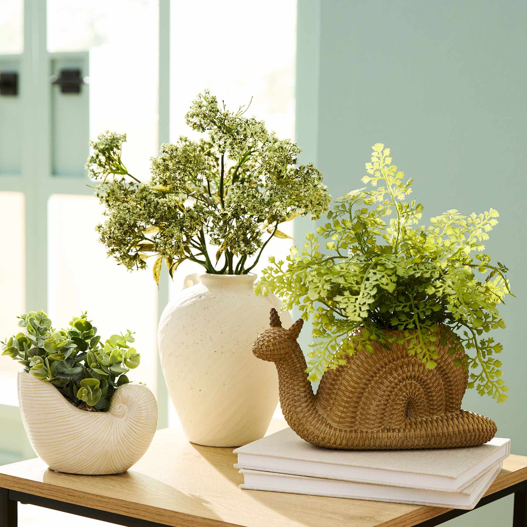 Eucalyptus in Ceramic Shell Pot, 7.5"