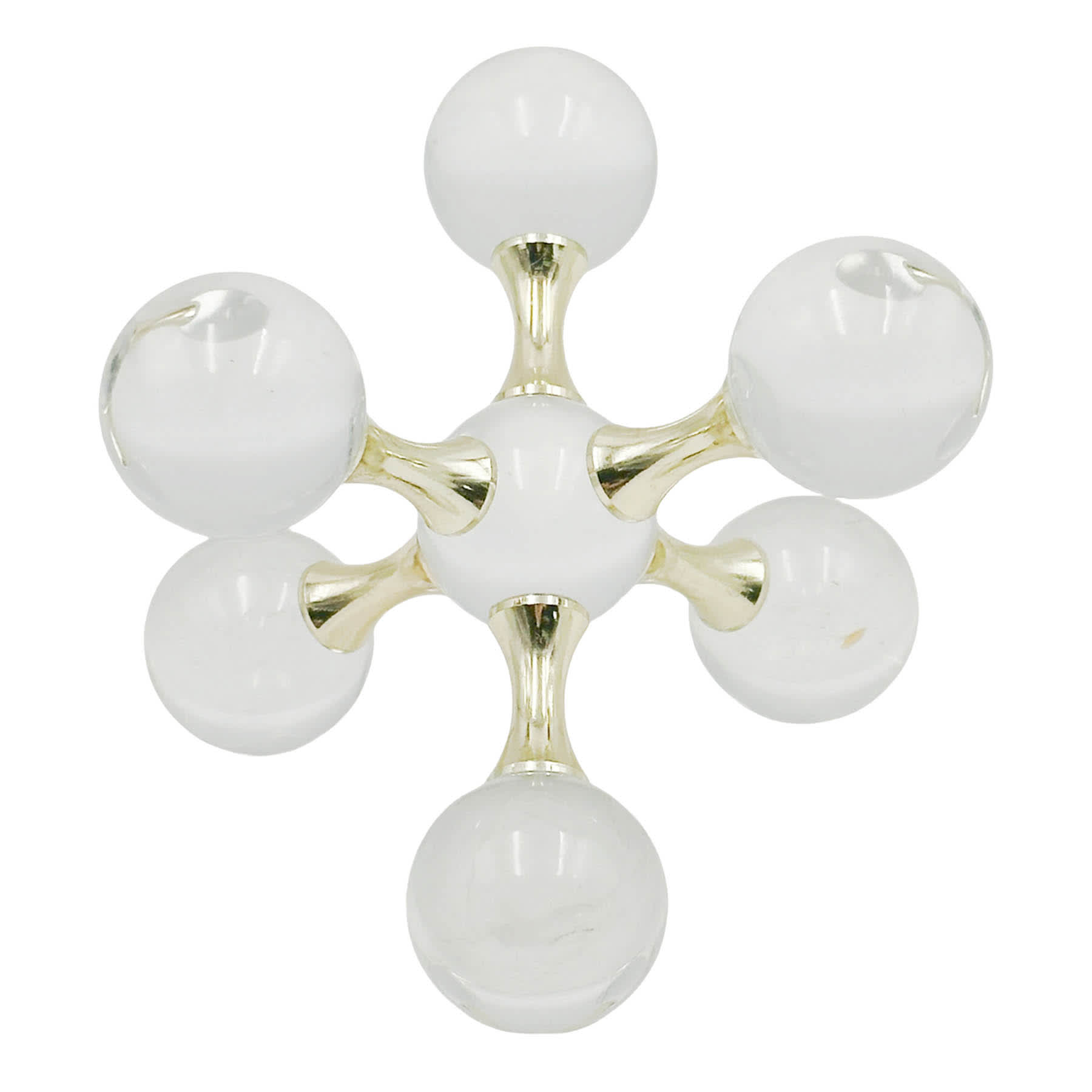 Decorative Crystal Ball with Gold Metal, 7"