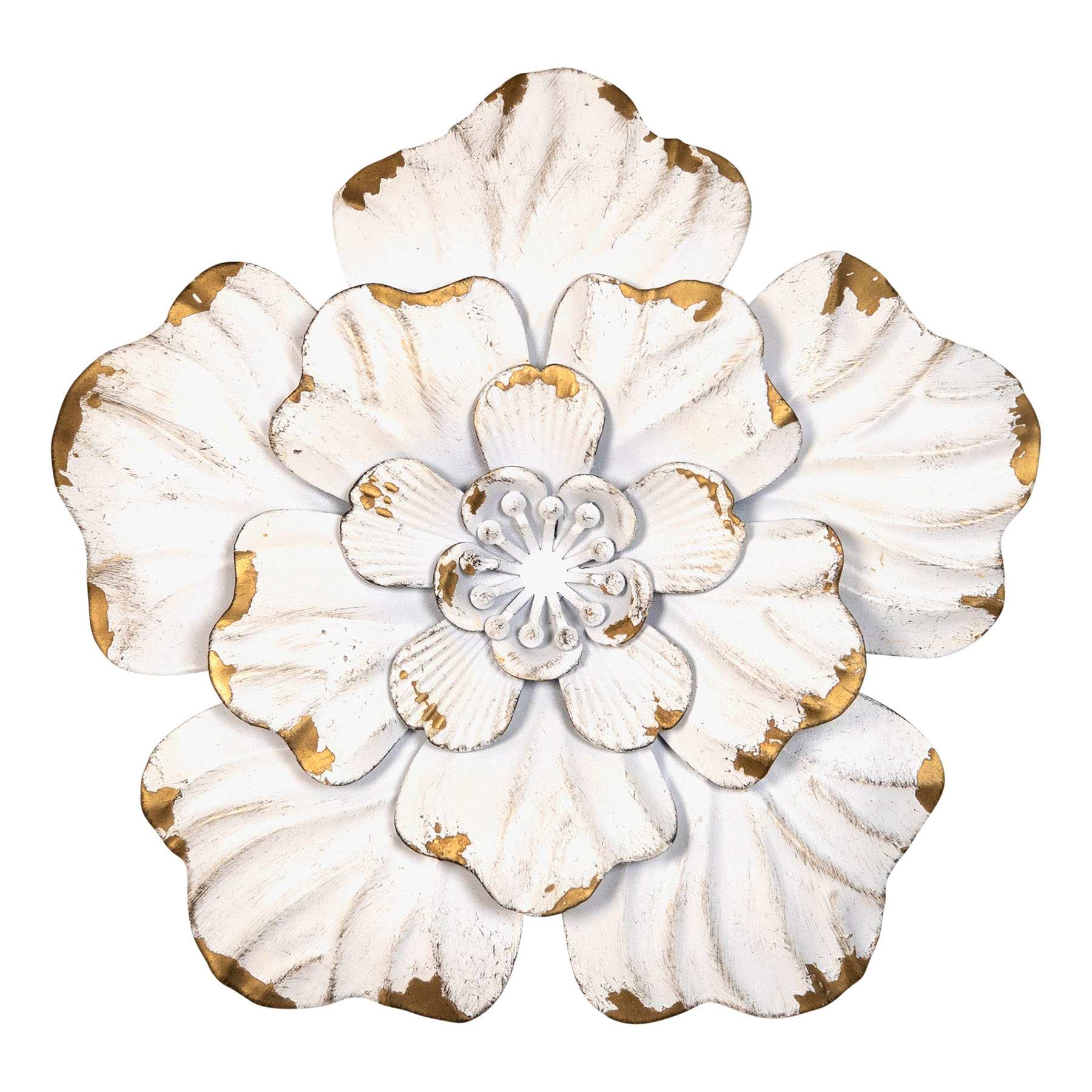 White Metal Flower Wall Art, 6"