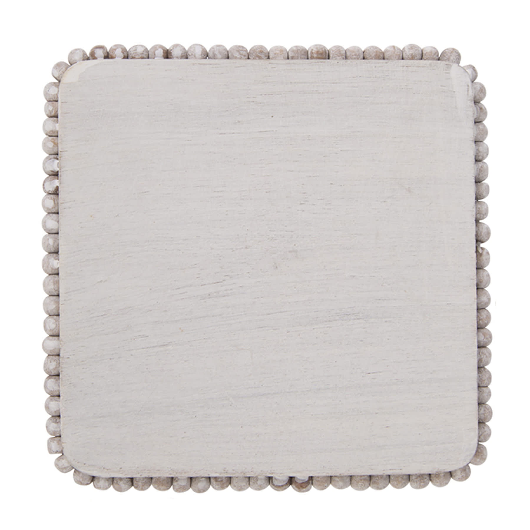 Set of 4 Square White Beaded Wood Coasters