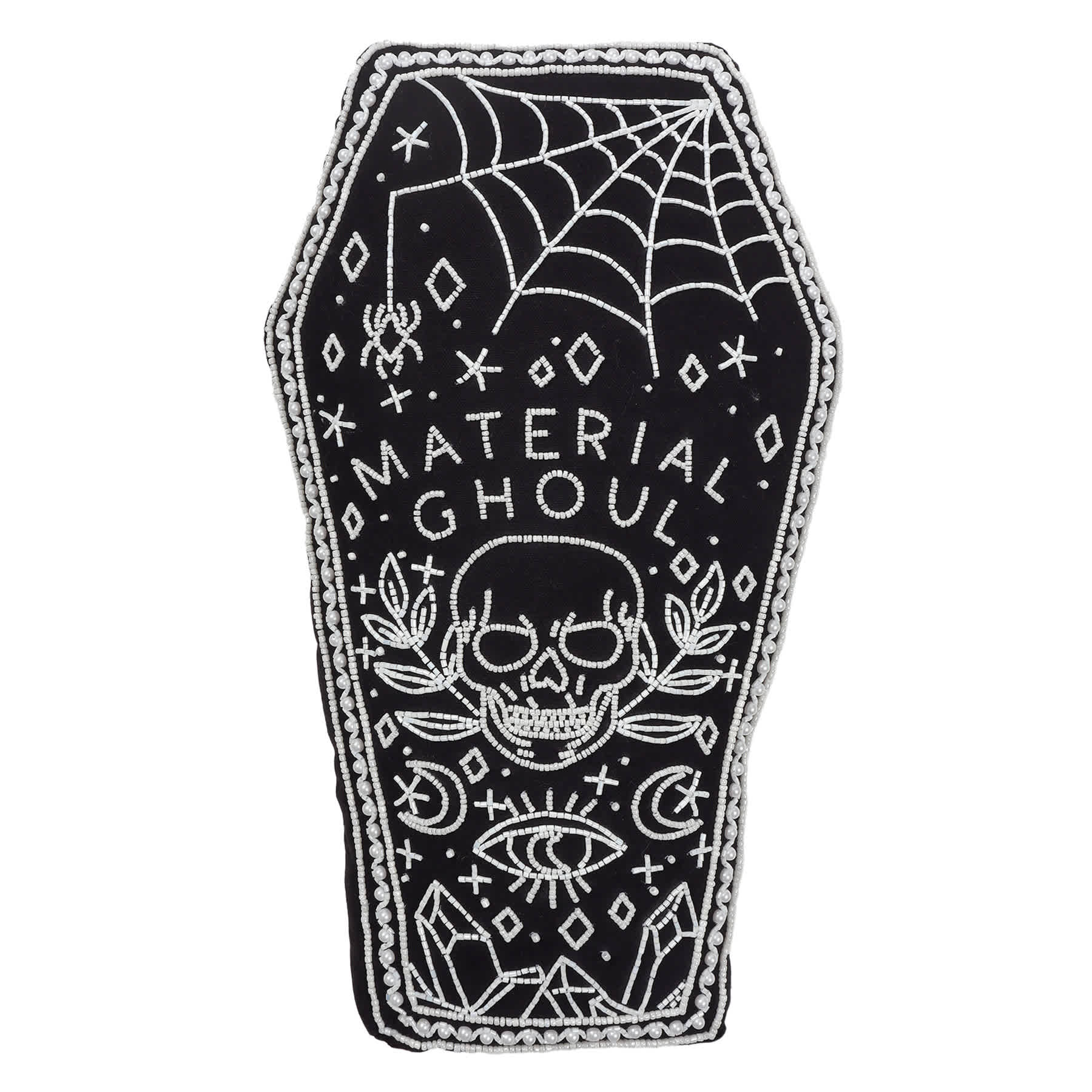 Hey Boo! Beaded Ghoul Coffin Throw Pillow, 17x11