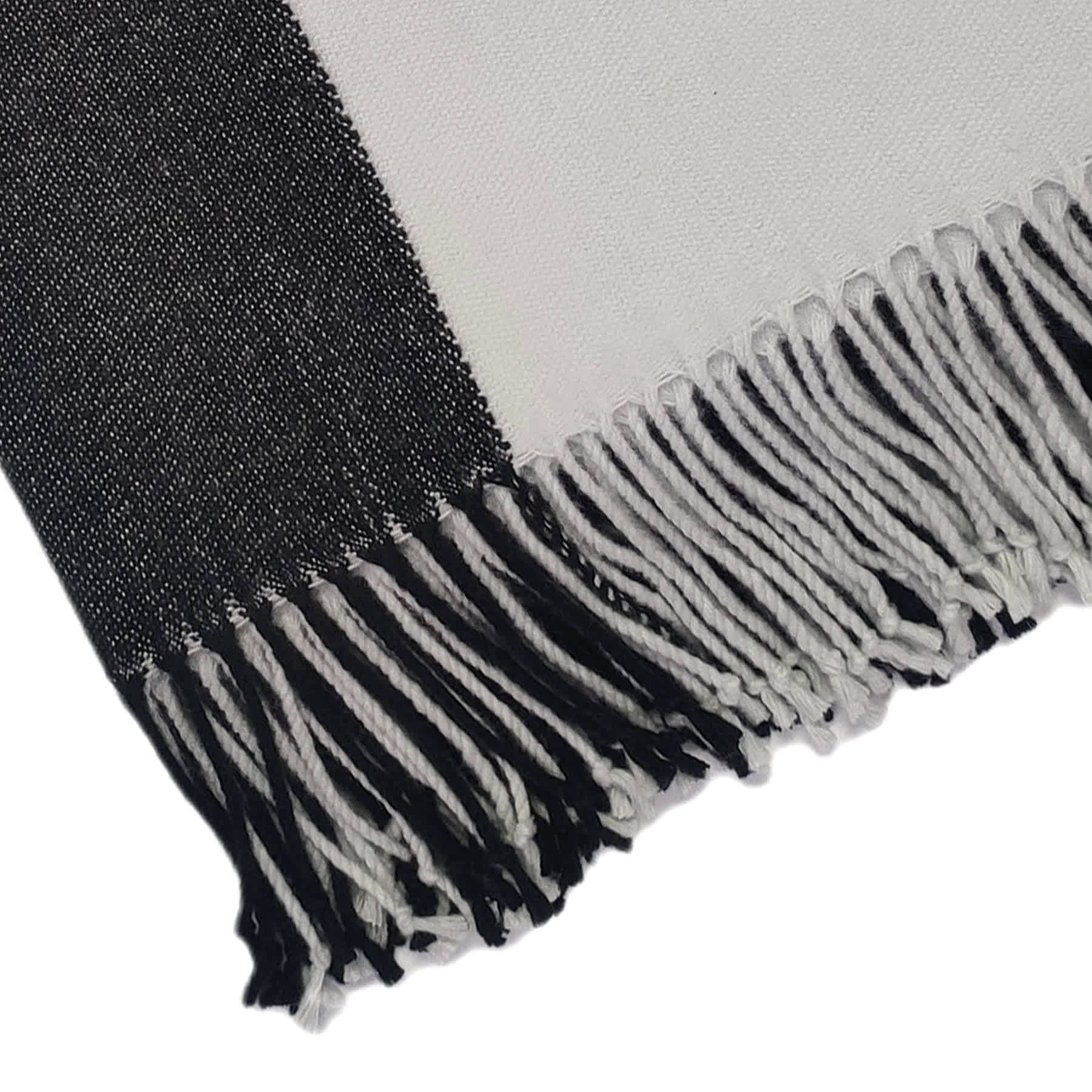 Laila Ali Grey & Black Color Block Throw Blanket, 50x60