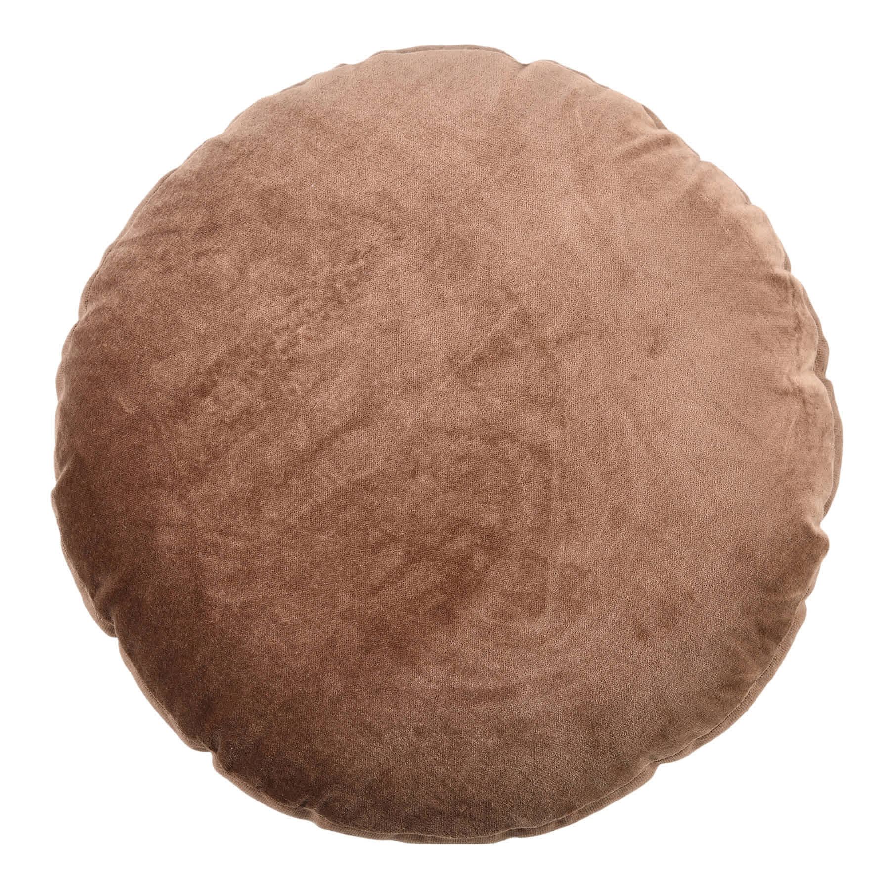 Crosby St. Brown Cotton Slub & Velvet Round Throw Pillow, 16"