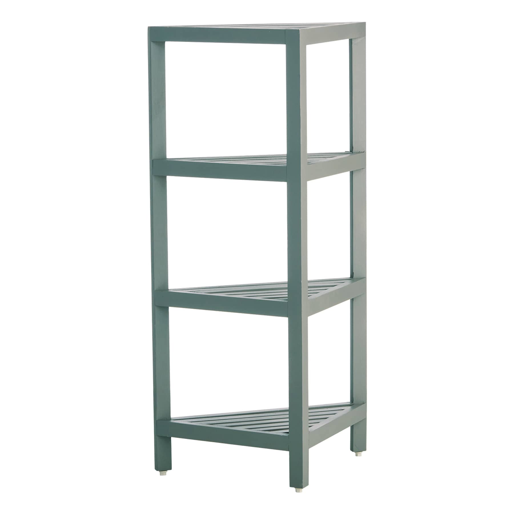 4-Tier Grey Wood Corner Storage Stand