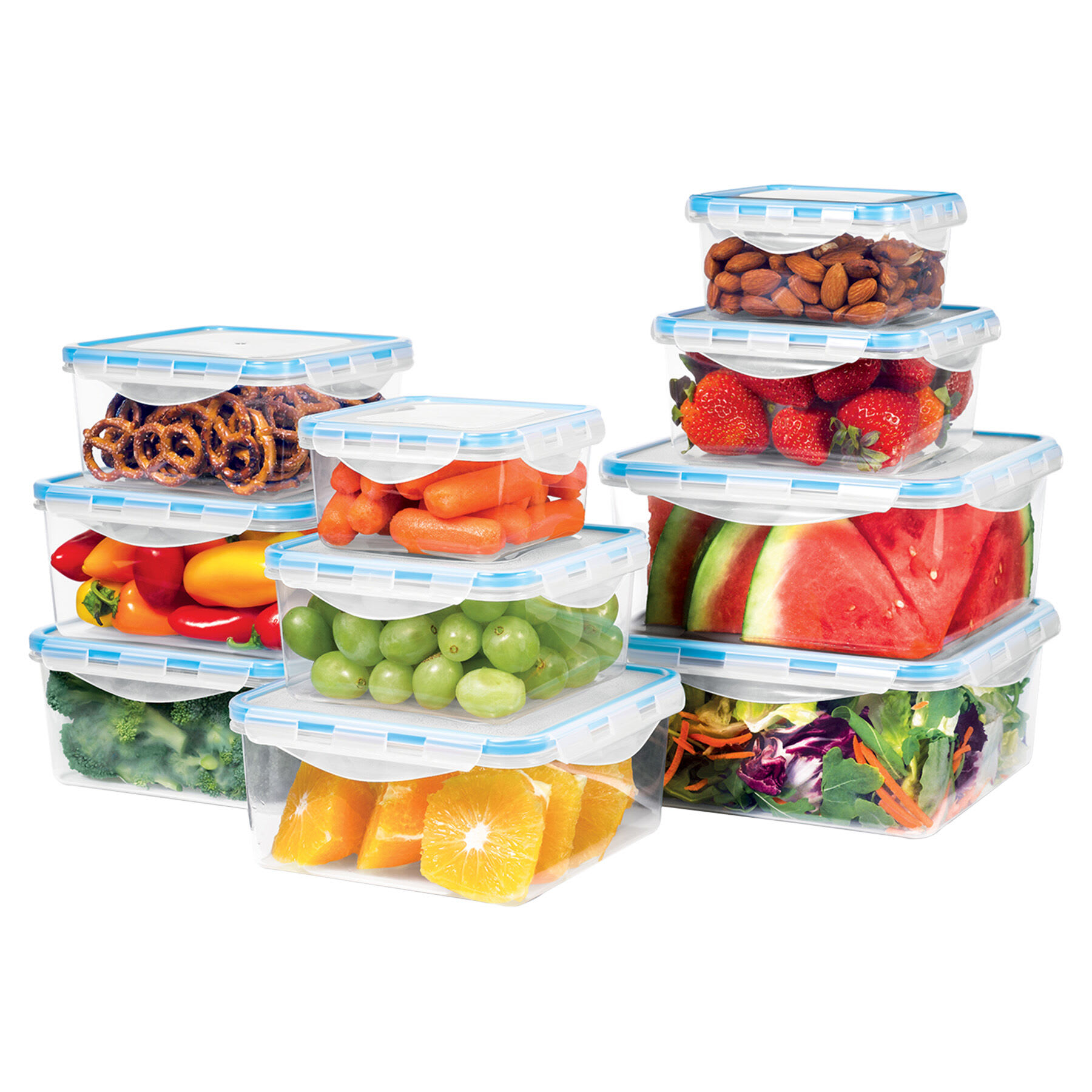 20-Piece Square Plastic Food Storage Set with Locking Lids