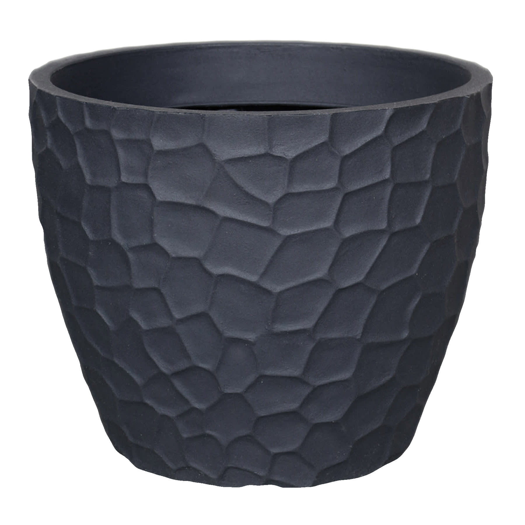 Japi Black Prisma Round Outdoor Planter, Medium