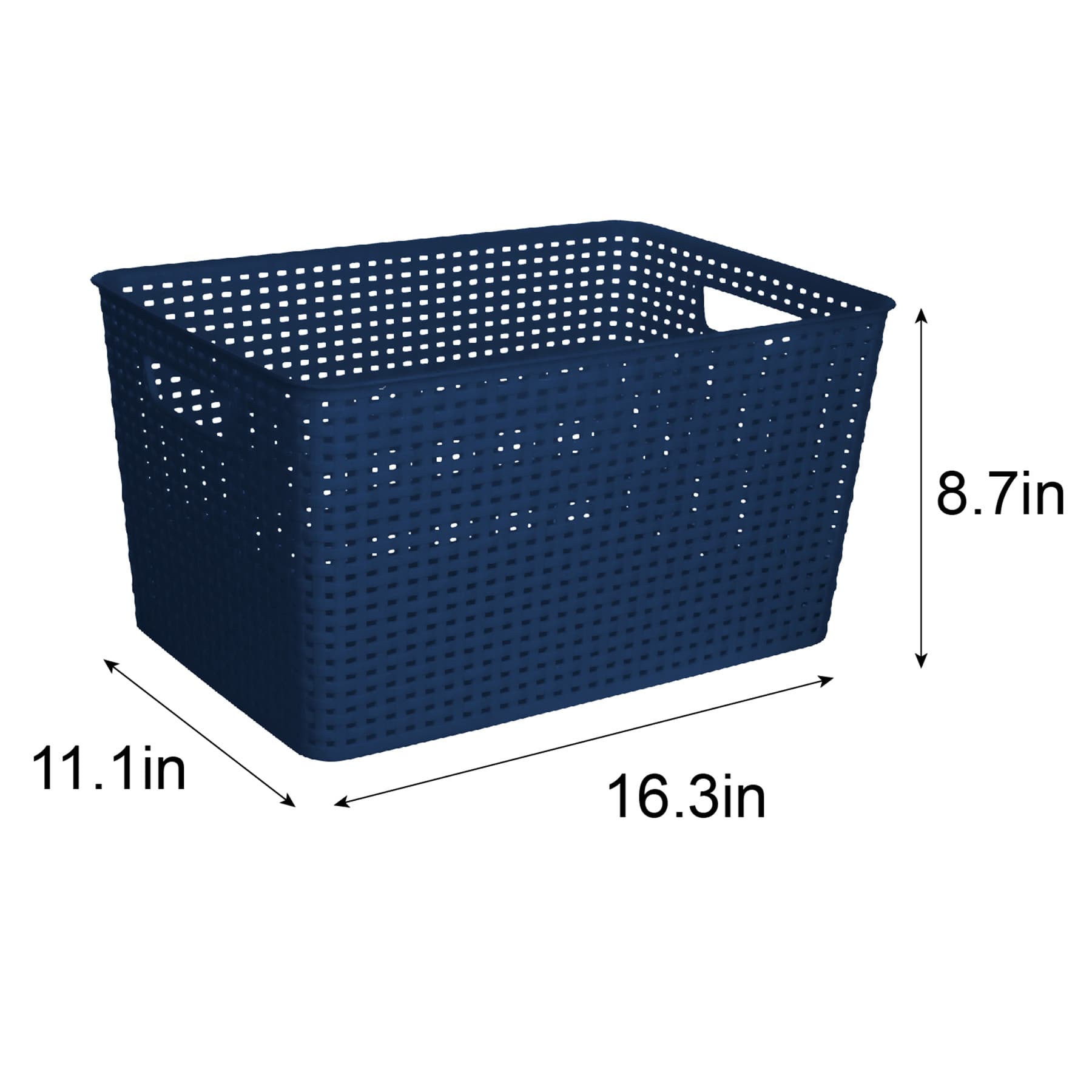 Navy Crossover Weave Storage Basket, Extra Large