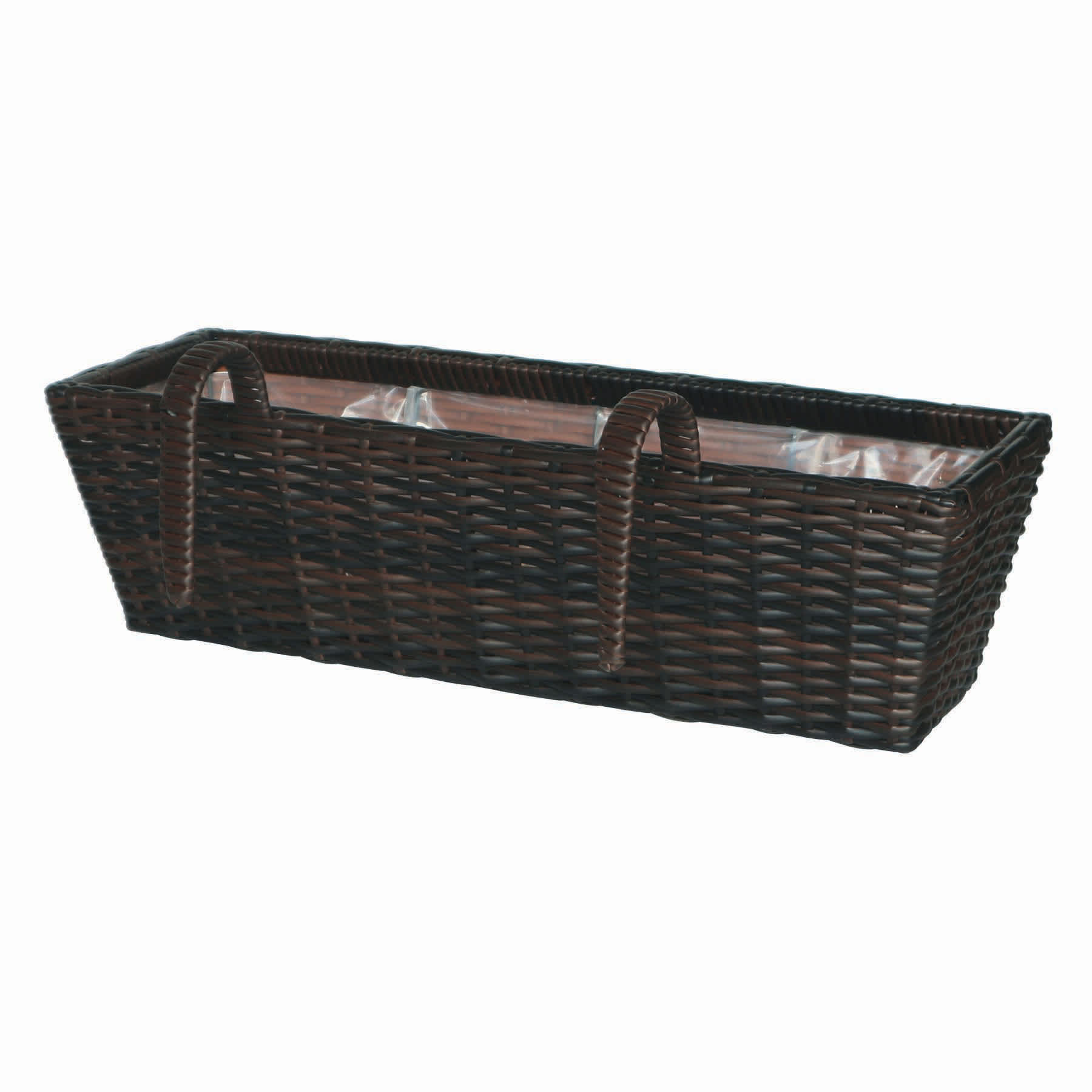 Polyrattan Balcony Planter with Liner, Extra Large