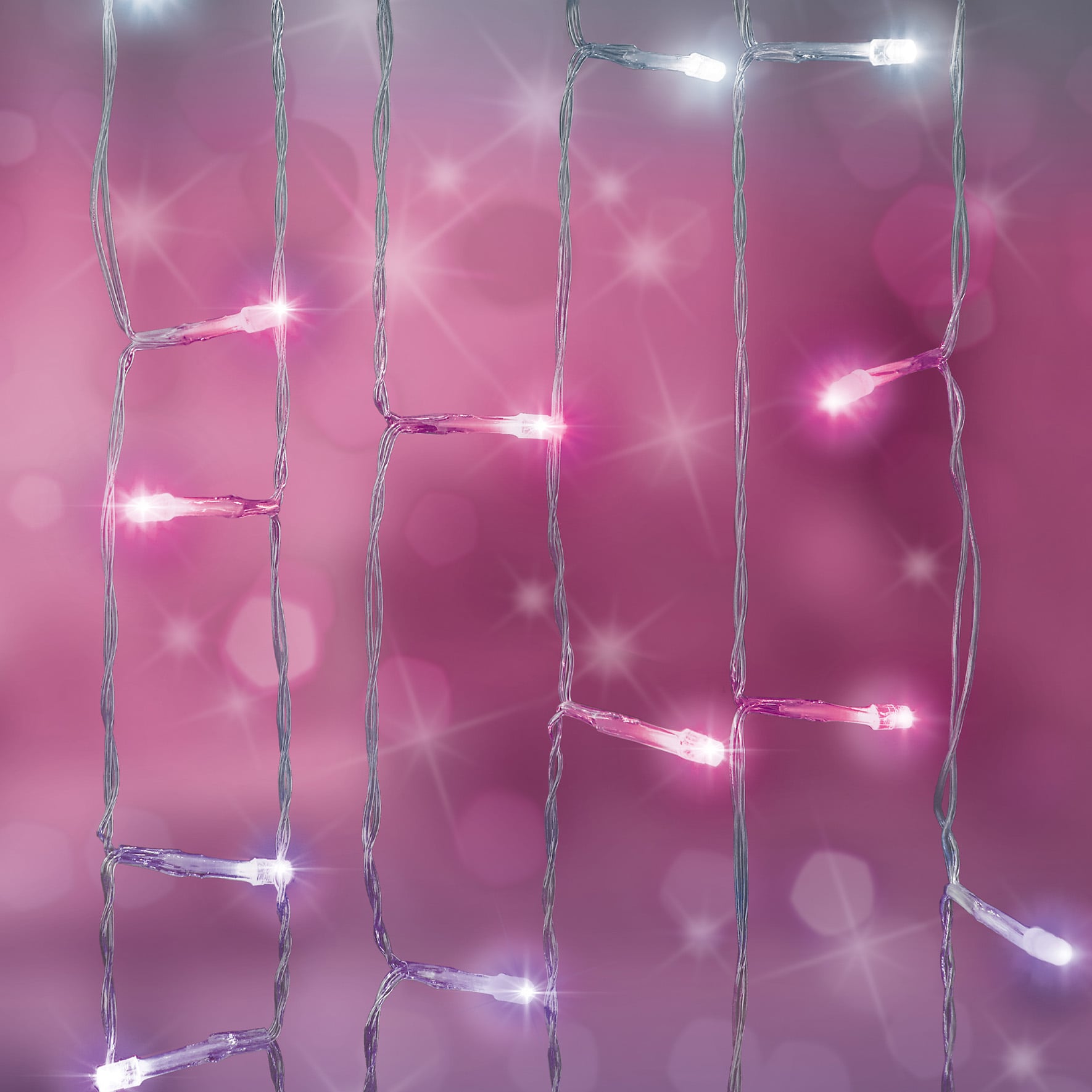Pink LED Curtain String Lights