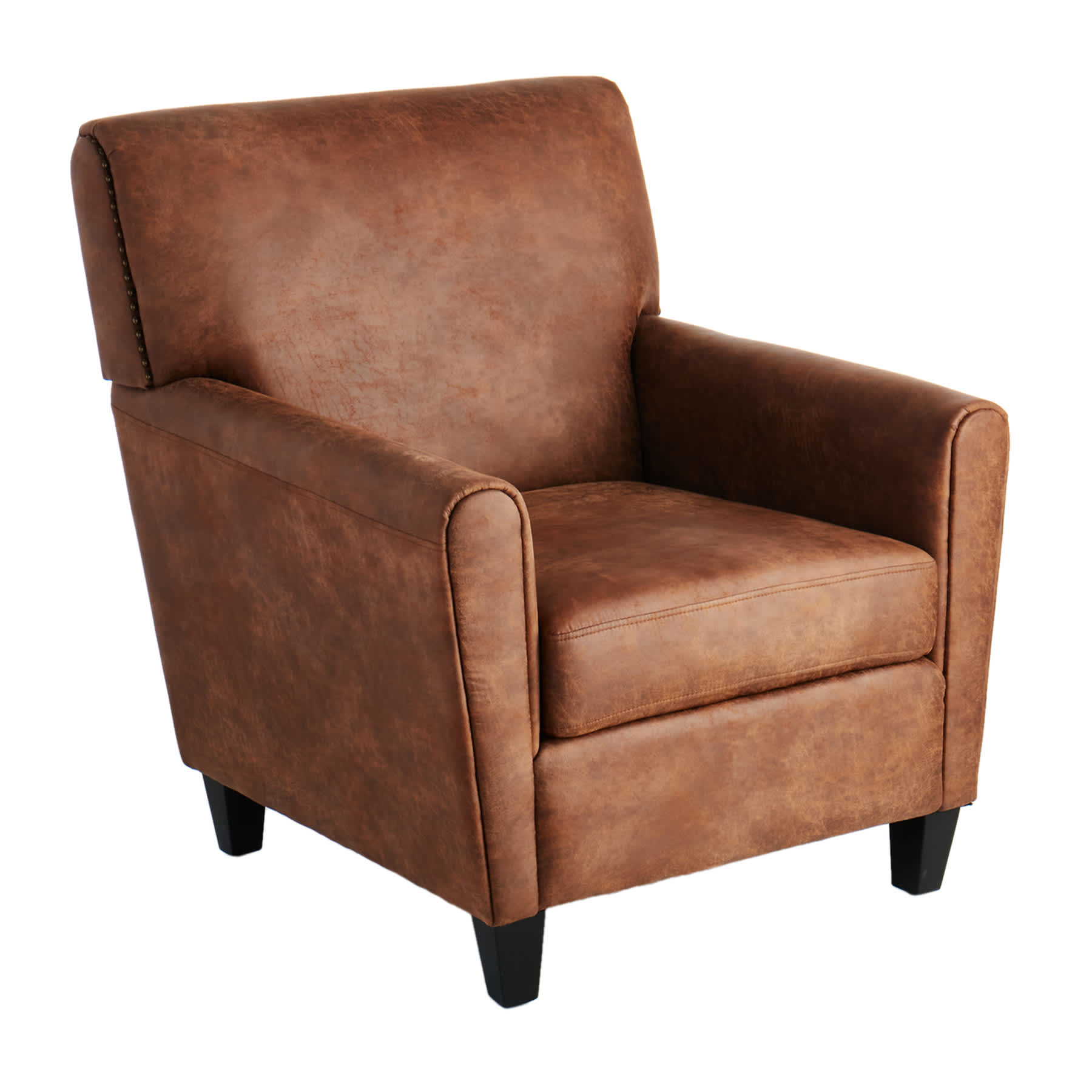 Honeybloom Dylan Faux Leather Accent Chair, Brown