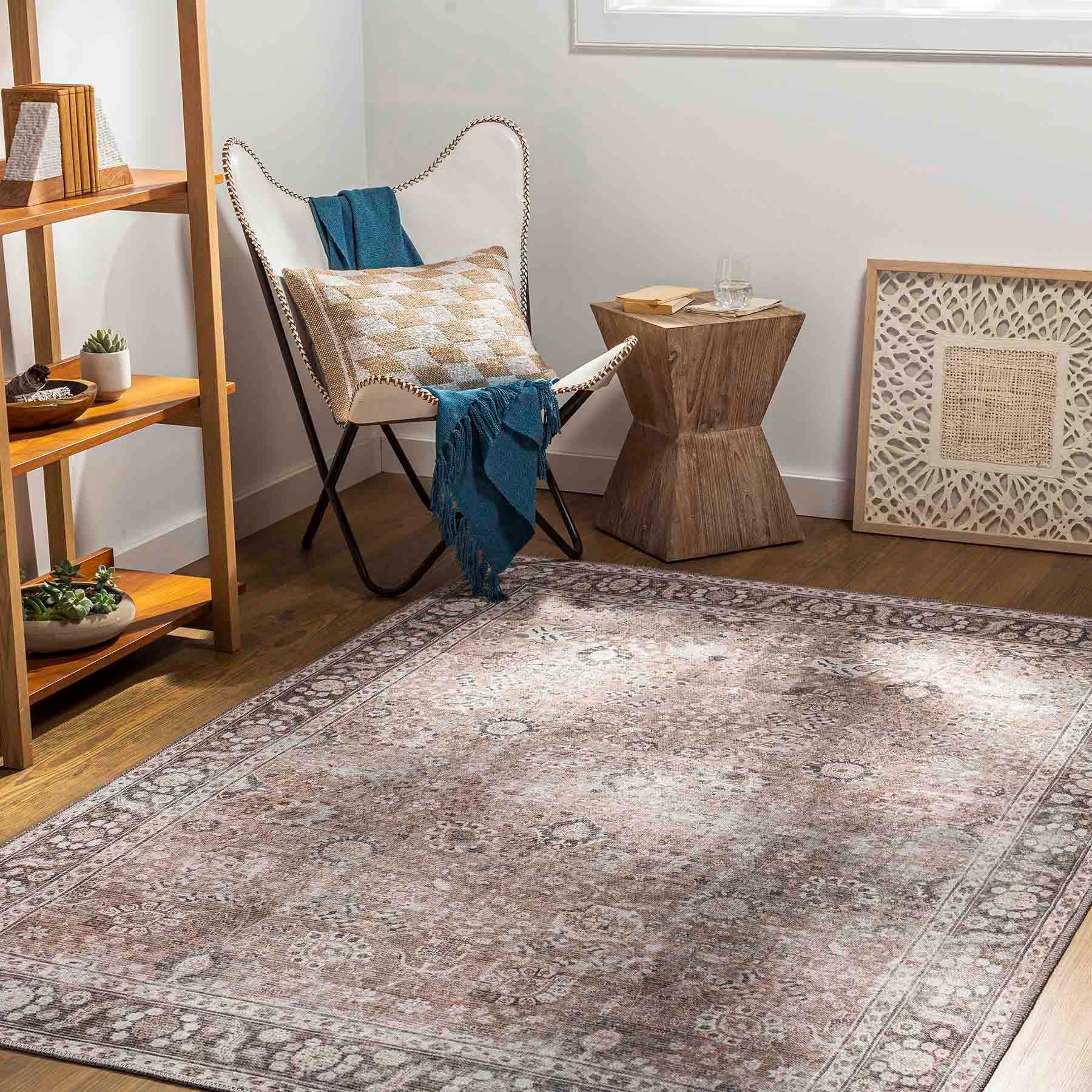 (B784) Providence Colin Multi Floral Washable Area Rug, 5x7
