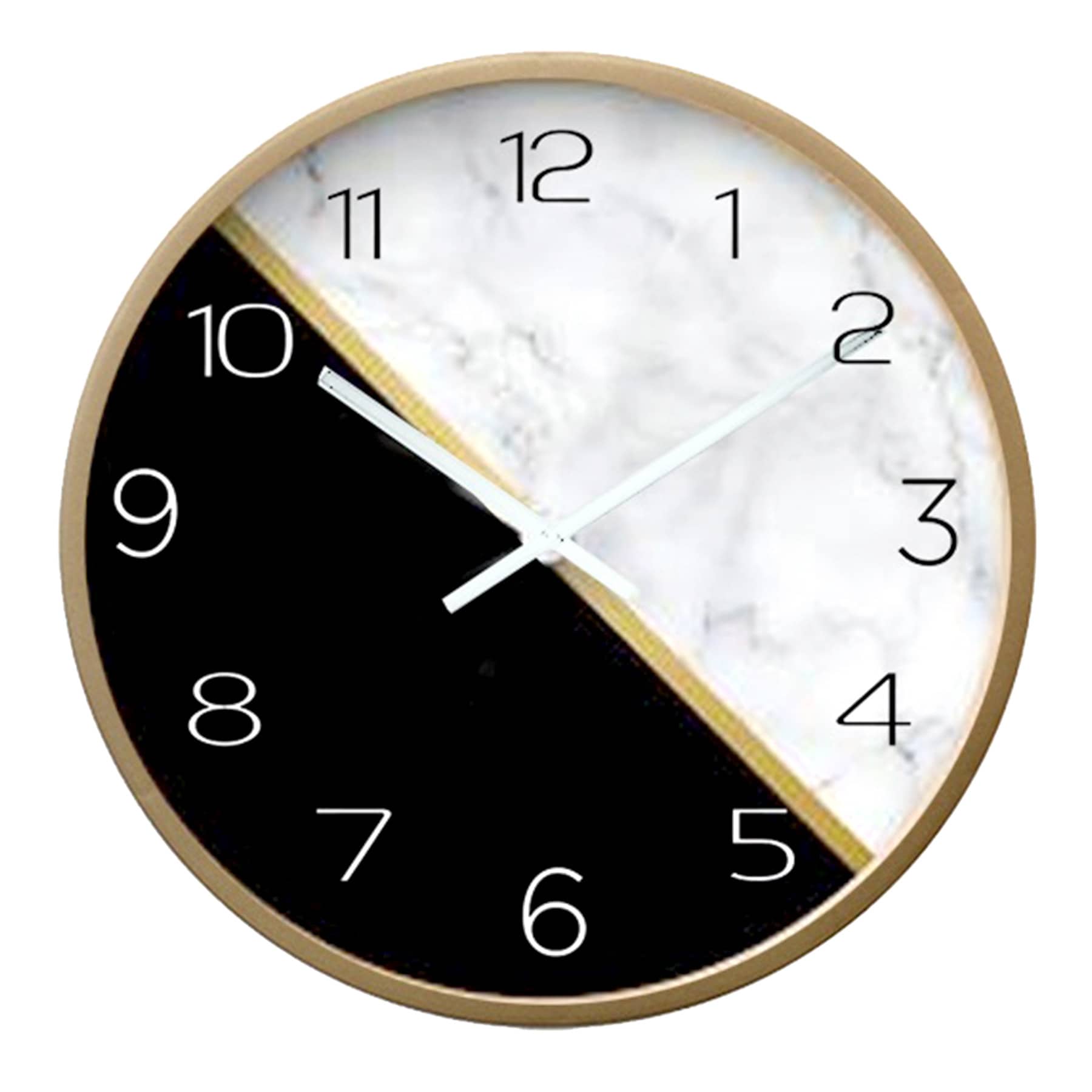 Black & White Marble-Look Round Wall Clock, 12"