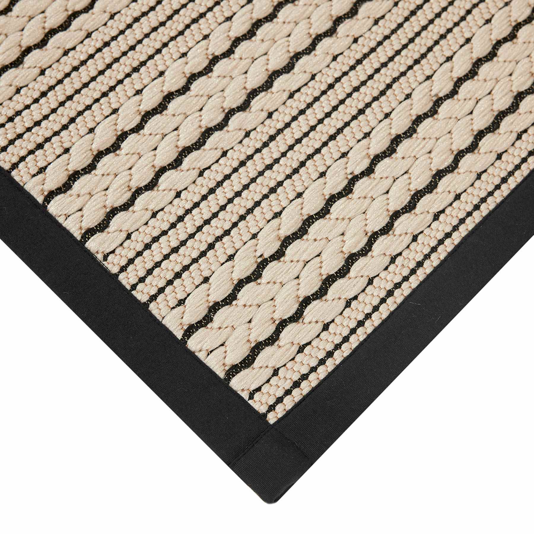 Natural & Black High-Low Puff-Back Washable Kitchen Mat, 21x34