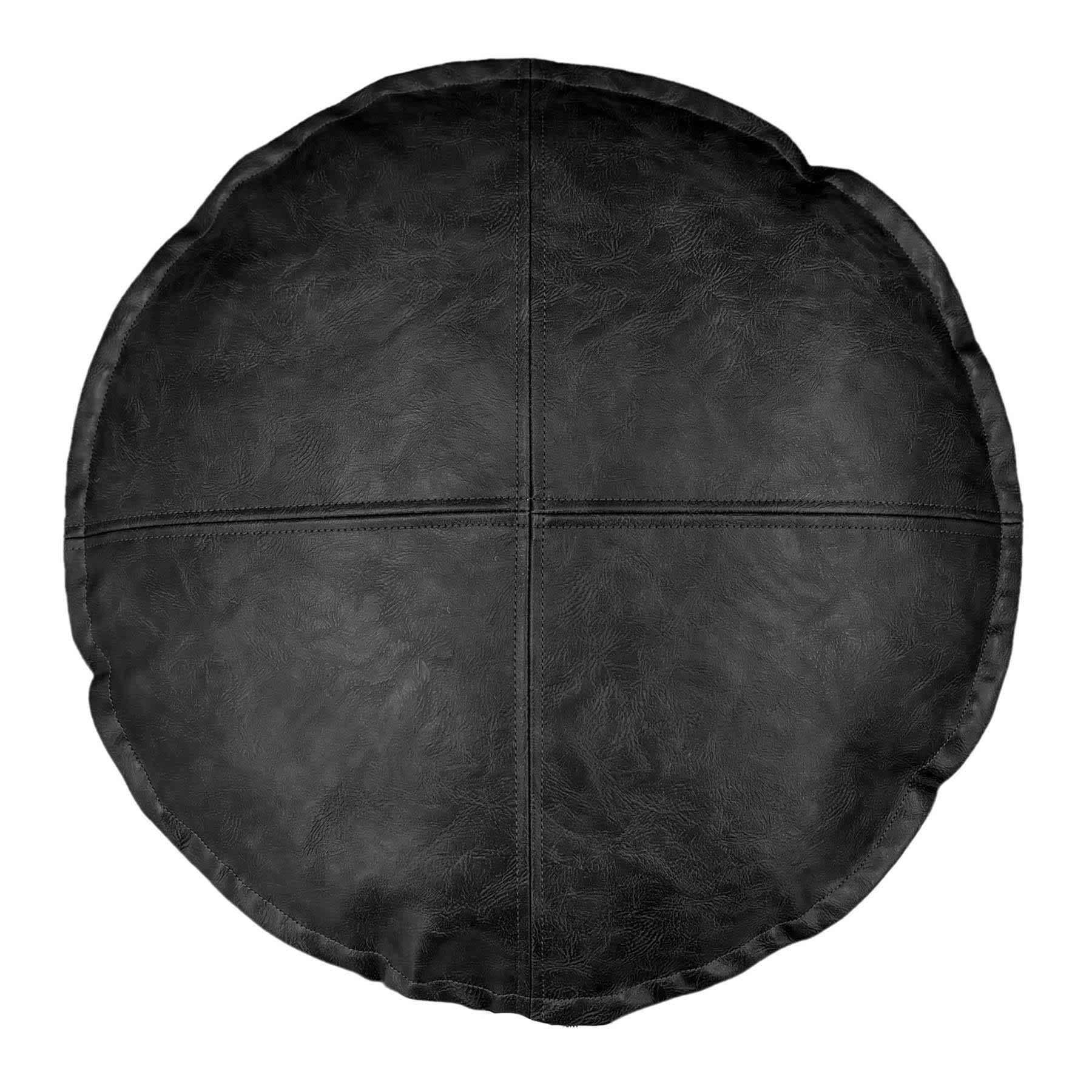Crosby St. Black Faux Leather Round Throw Pillow, 16"