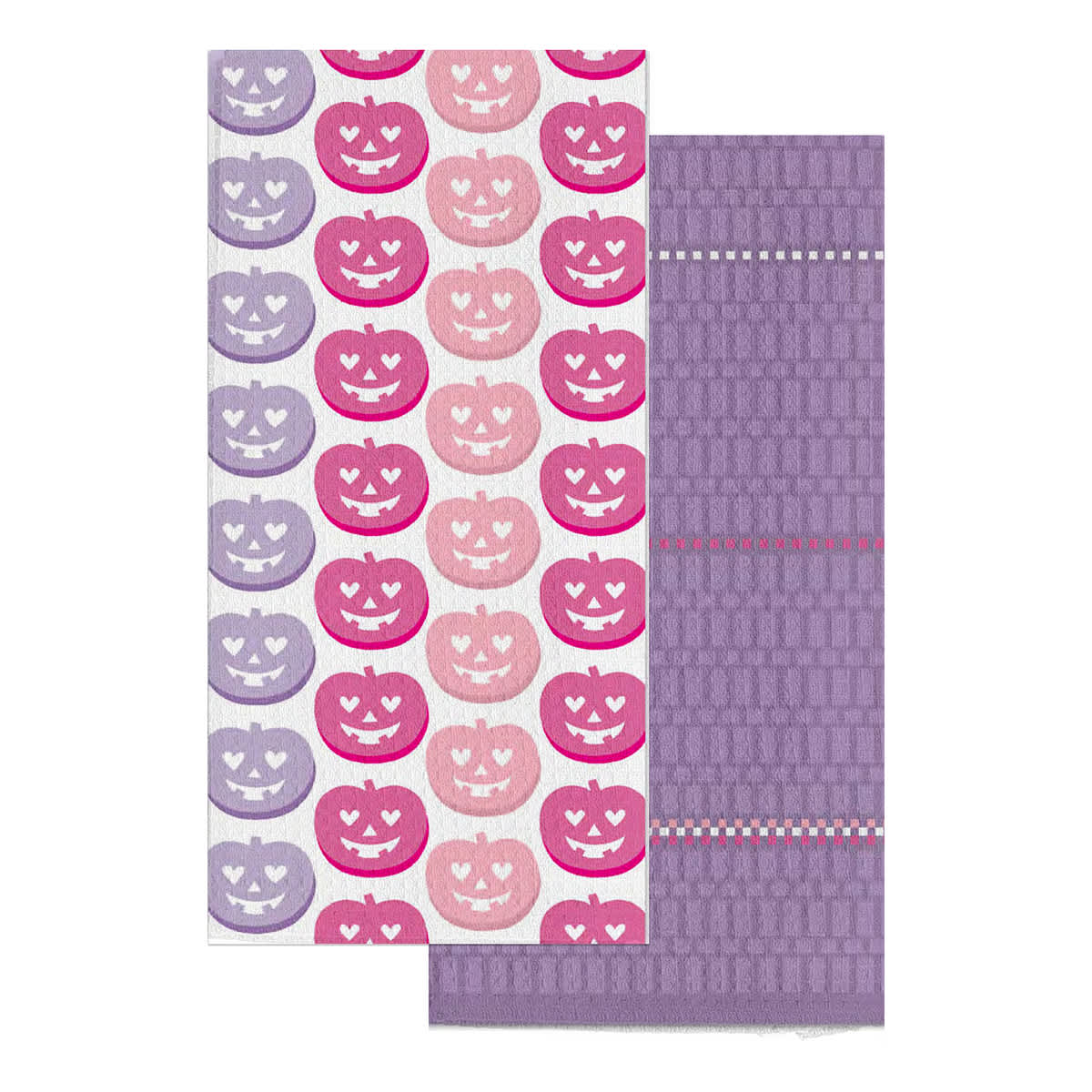 Set of 2 Pink Jack-o'-Lantern Kitchen Towels