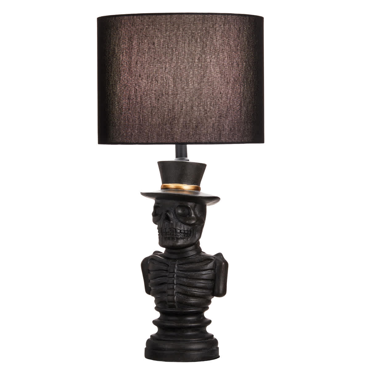 Midnight Shadows Black Skeleton Head Lamp with Shade, 24.5"