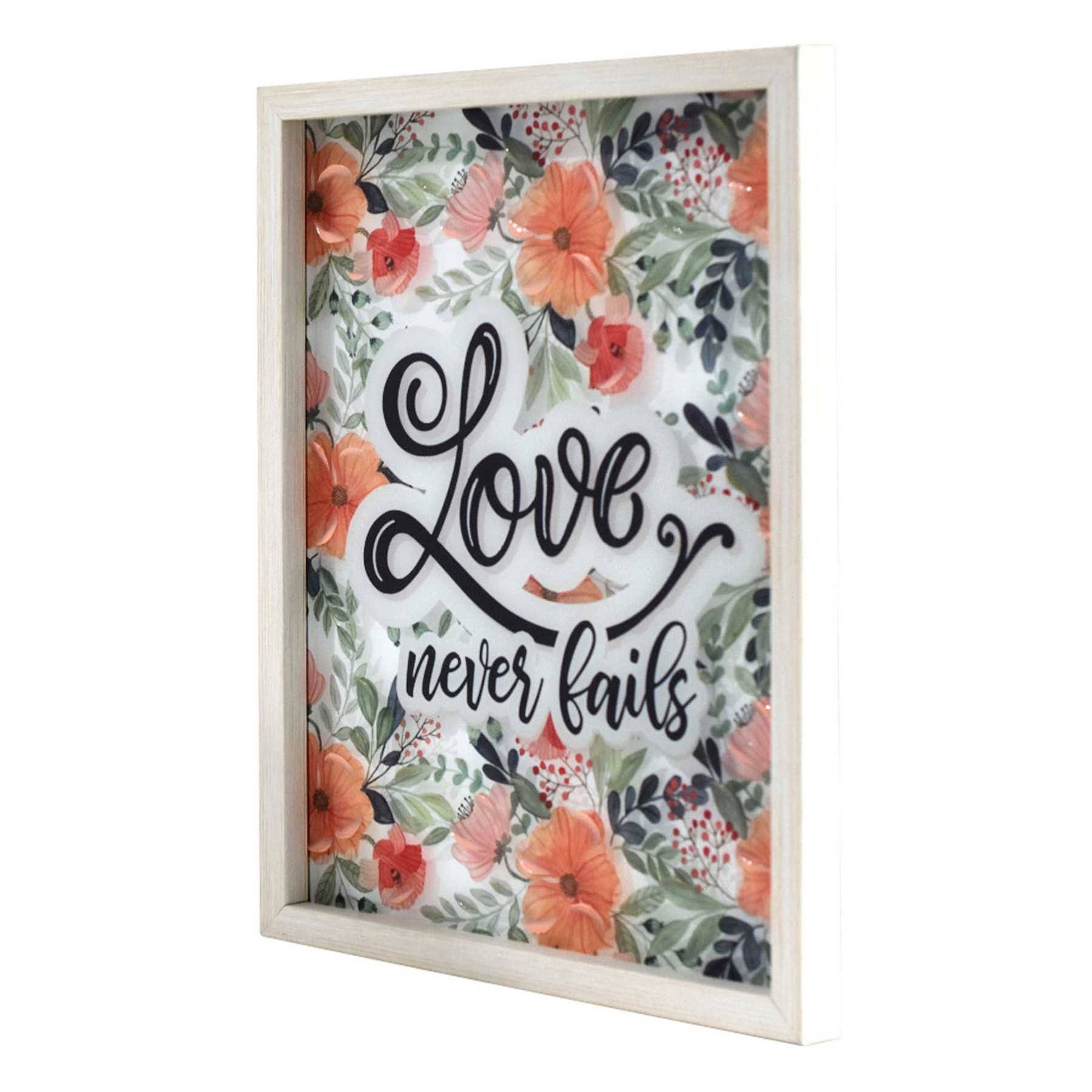 Glass Framed Love Never Fails Framed Print Wall Art, 11x14