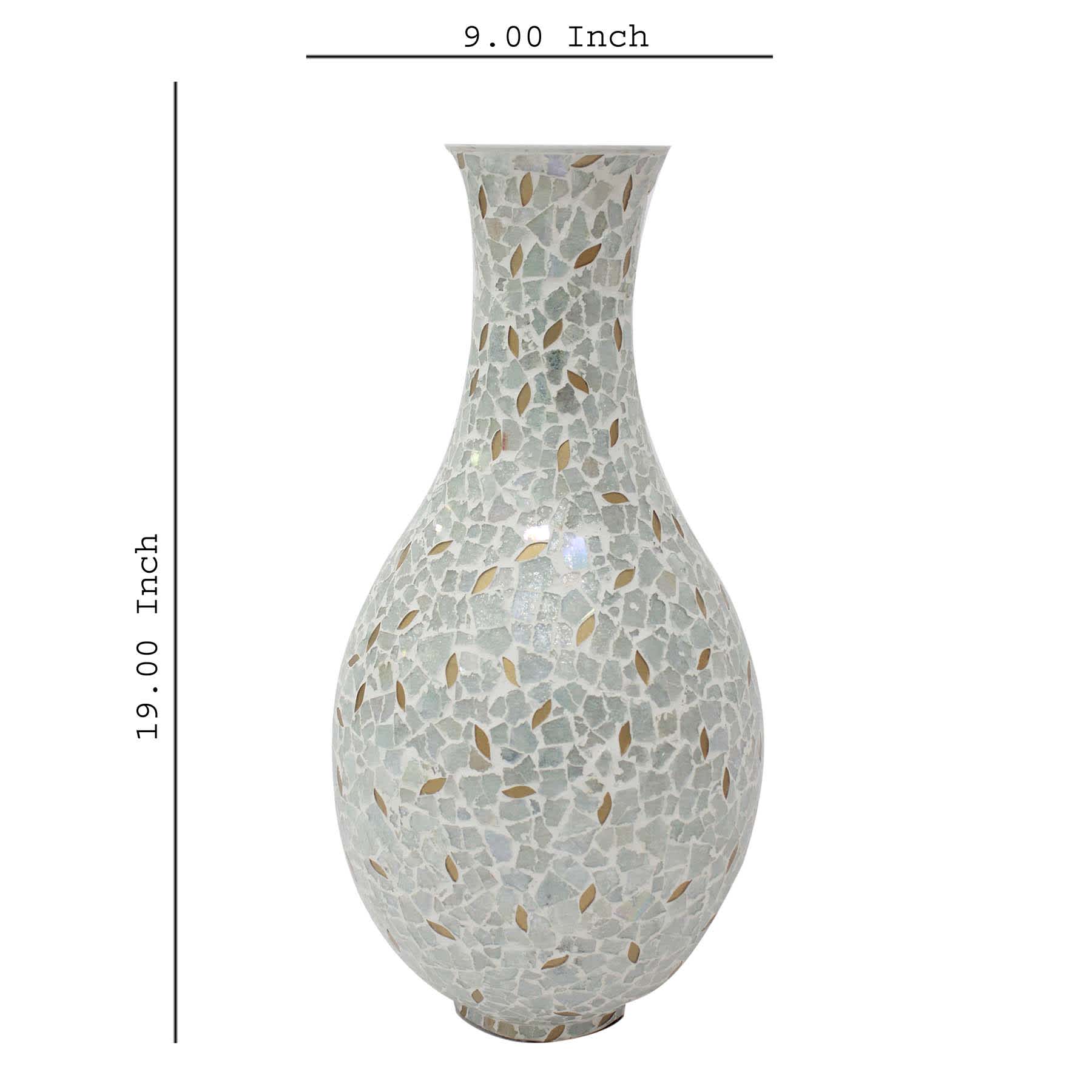 White and Gold Mosaic Vase, 19x9