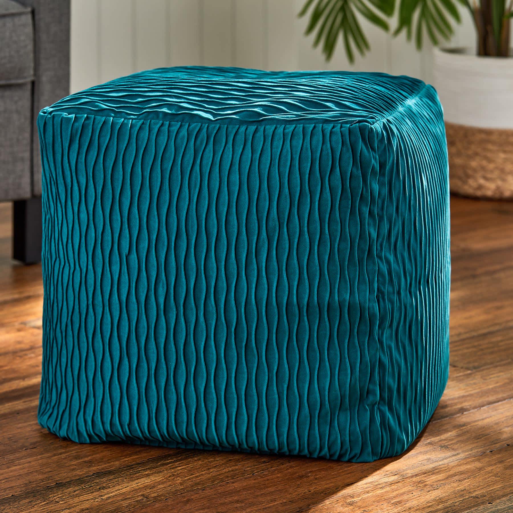 Teal Ripple Pouf
