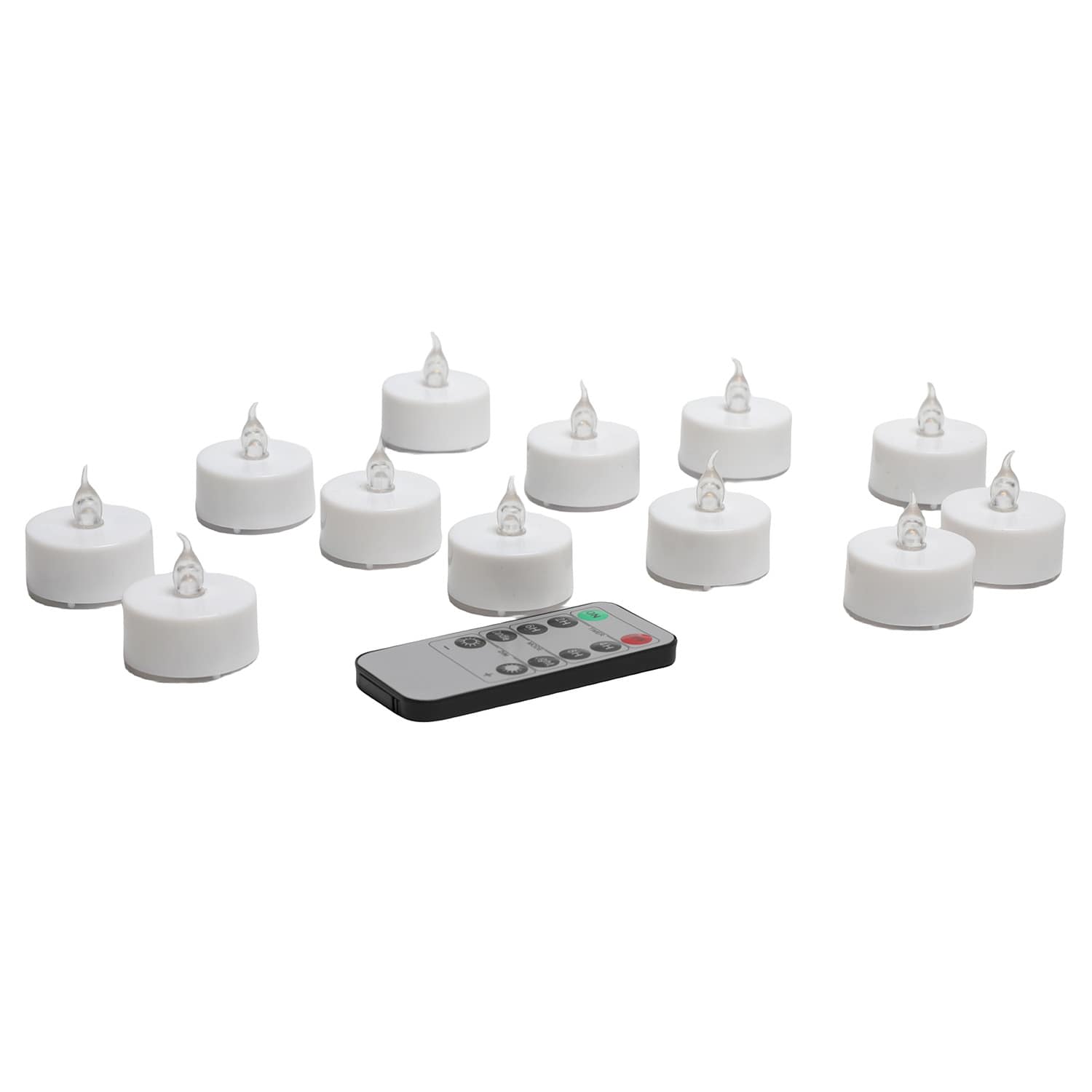 12-Pack White LED Tealight Candle Set with Remote