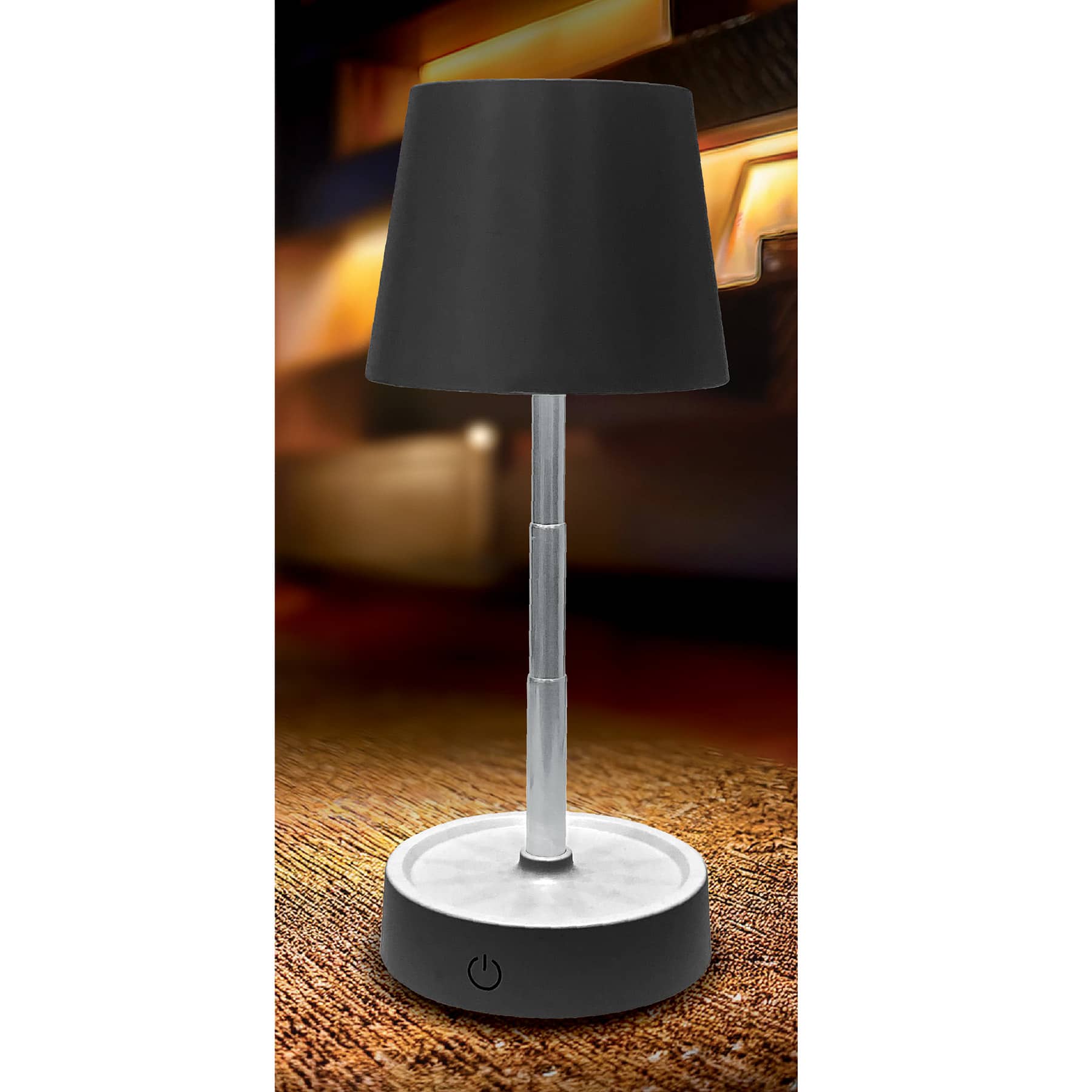 Black Telescope Rechargeable Lamp, 10"