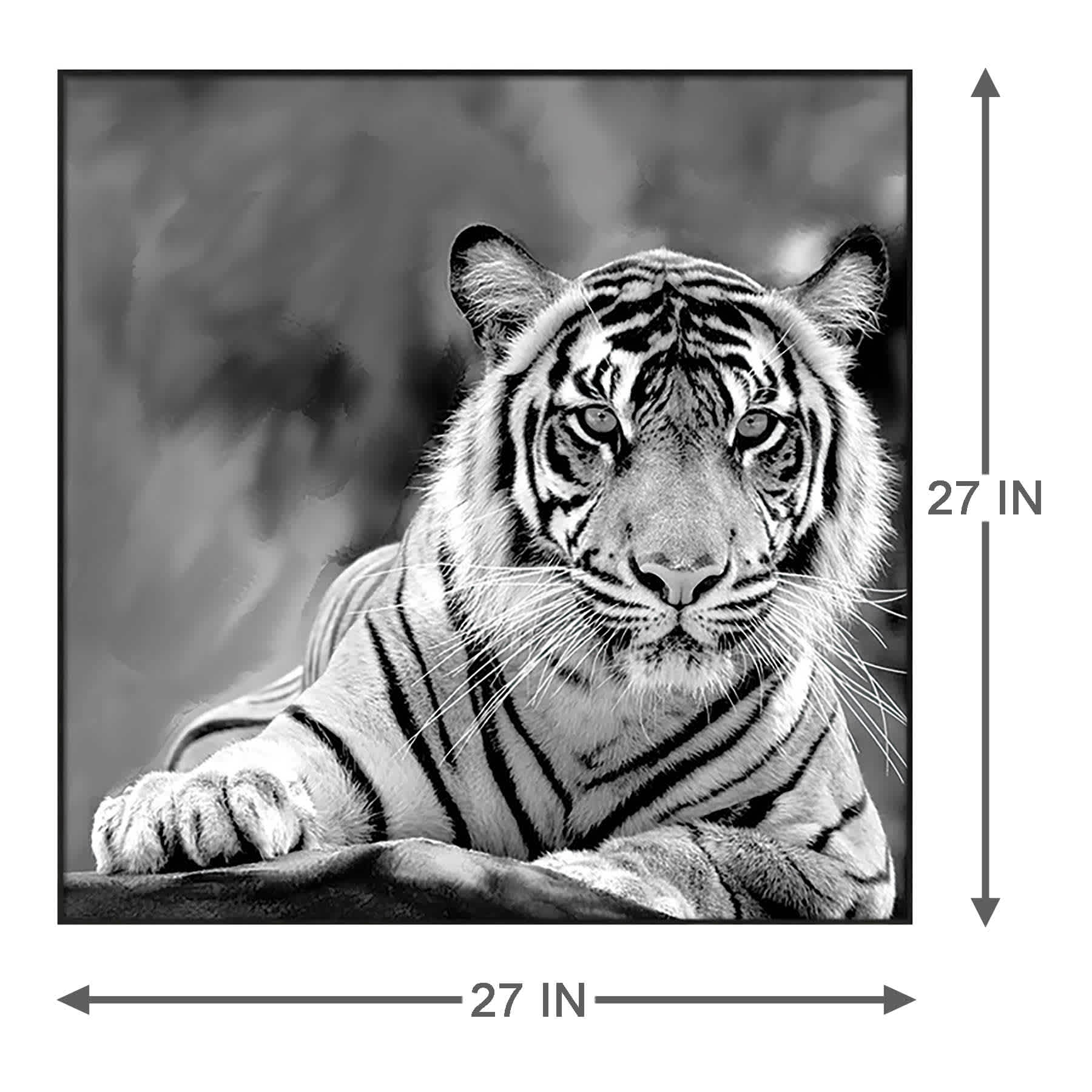 Glass Framed Tiger Print Wall Art, 27"