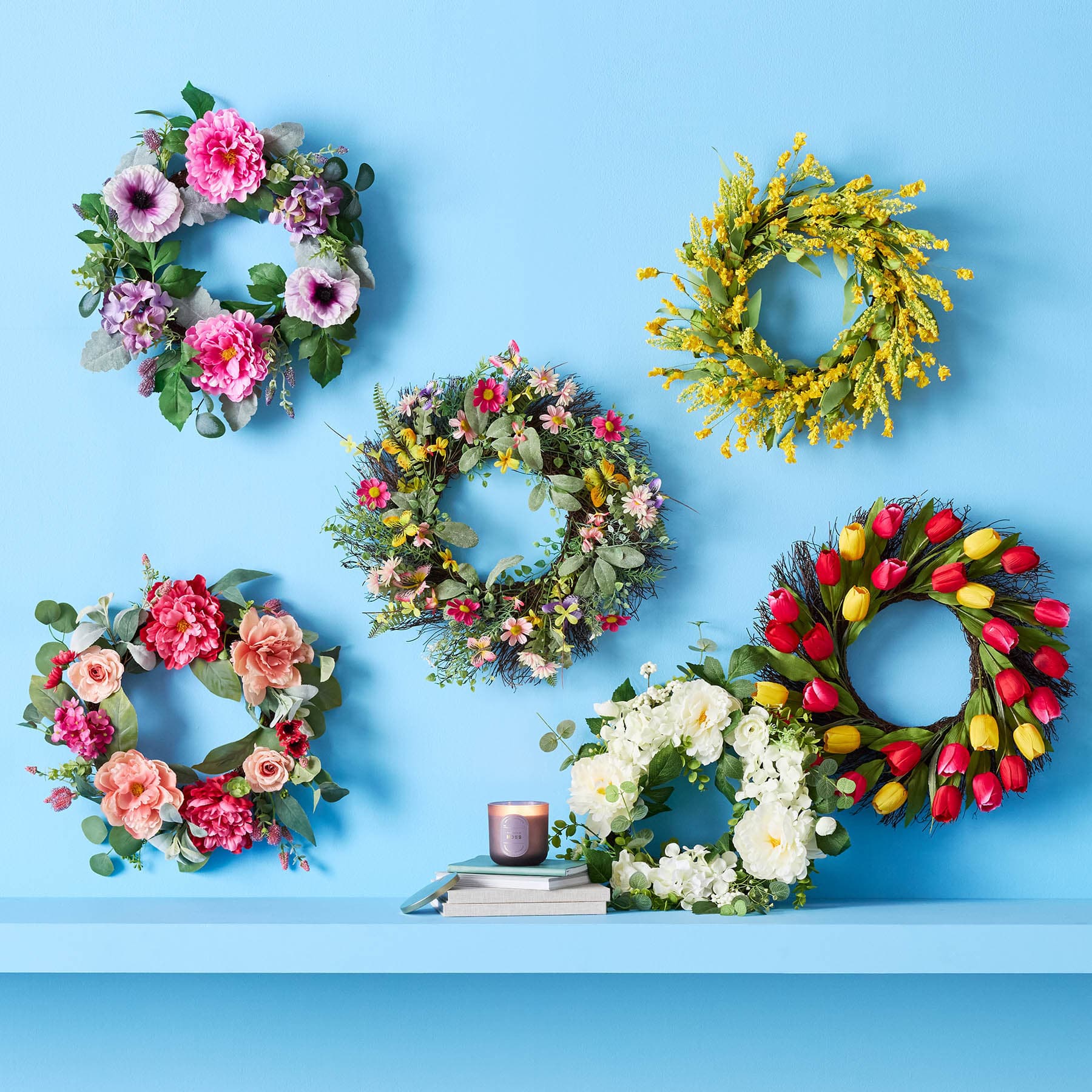 Pink Peony & Lamb's Ear Mix Wreath, 22"