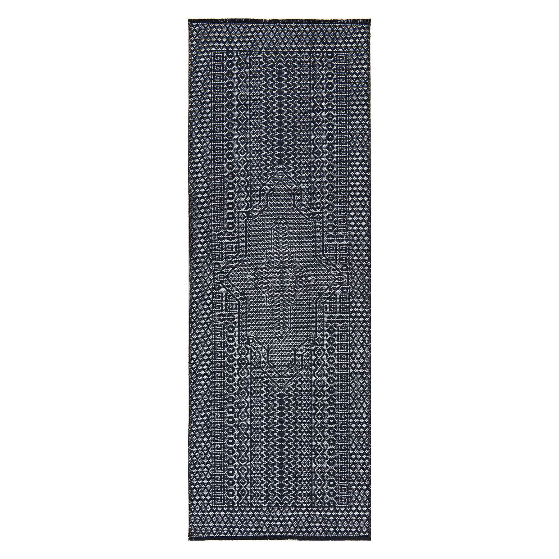 (B840) Found & Fable Bodrum Grey Tribal Medallion Runner, 2x6