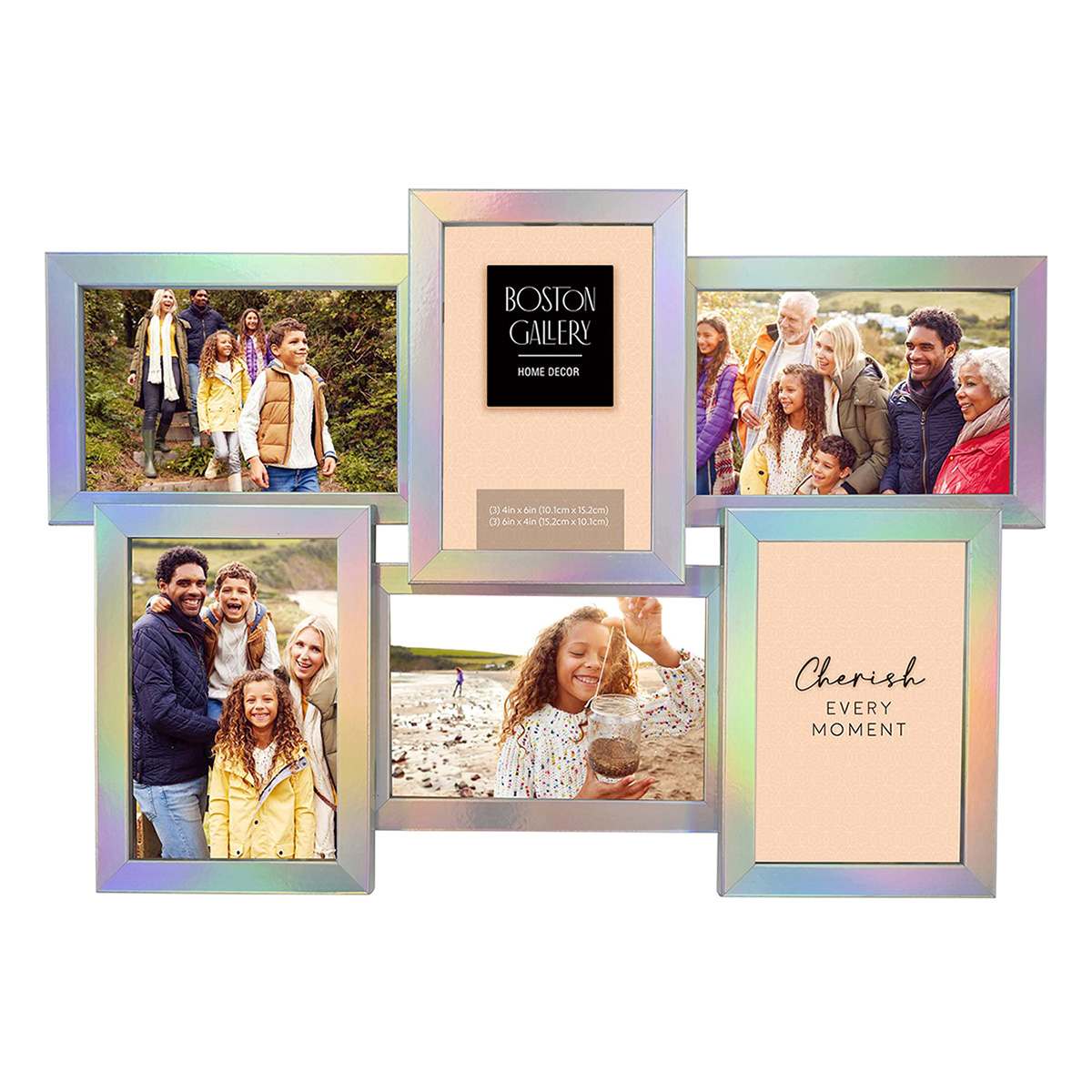 6-Opening Hologrpahic Collage Wall Frame, 17x12