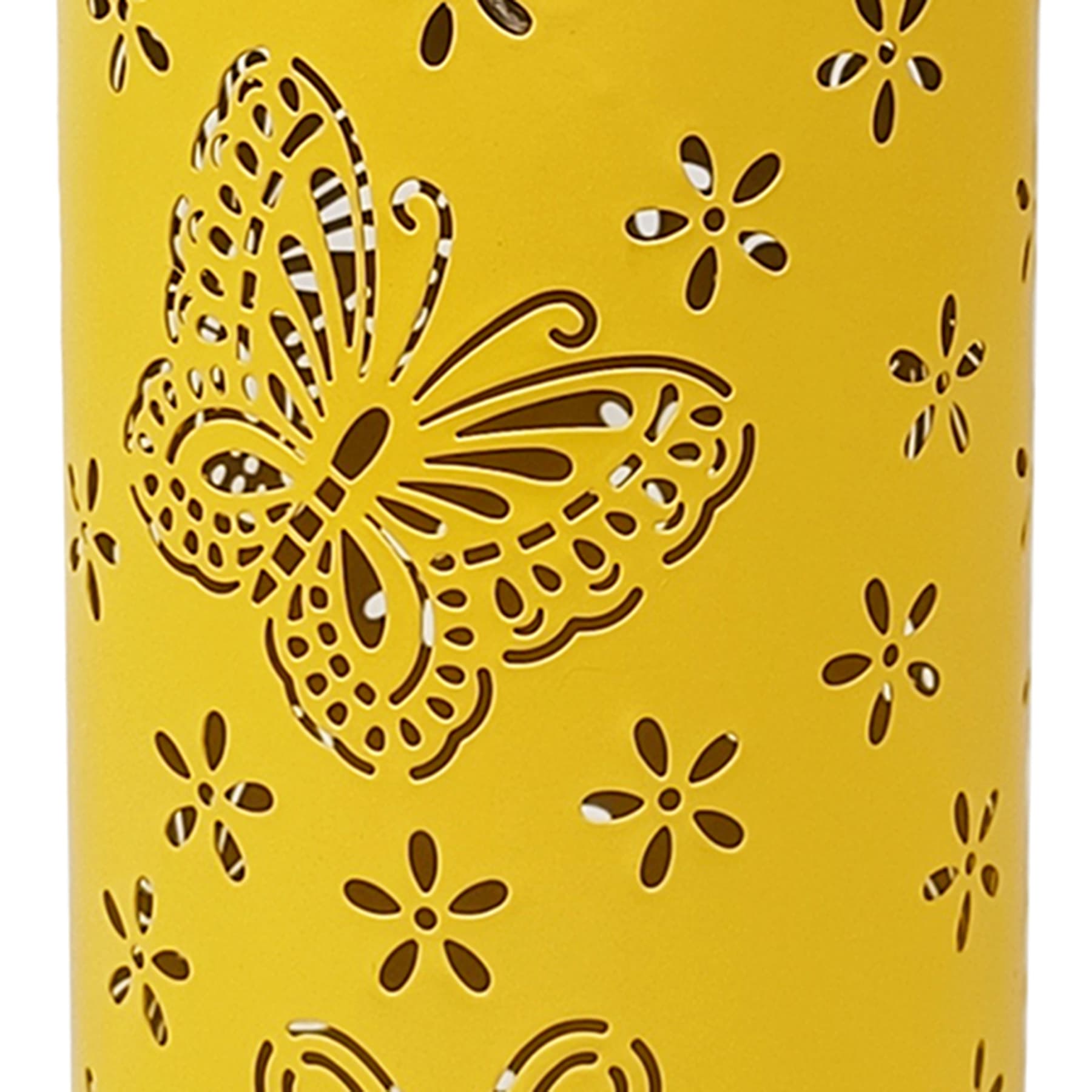 Yellow Butterfly Solar Outdoor Lantern, 8"