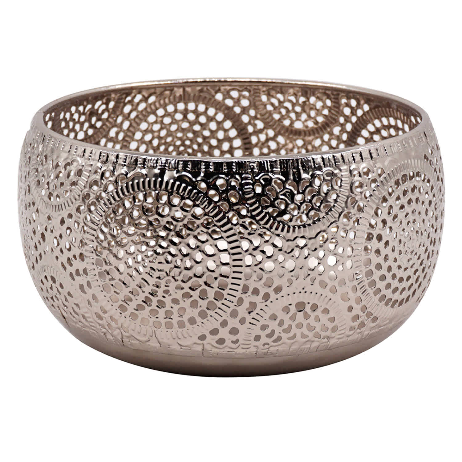 Found & Fable Silver Punched Metal Decorative Bowl, 7"