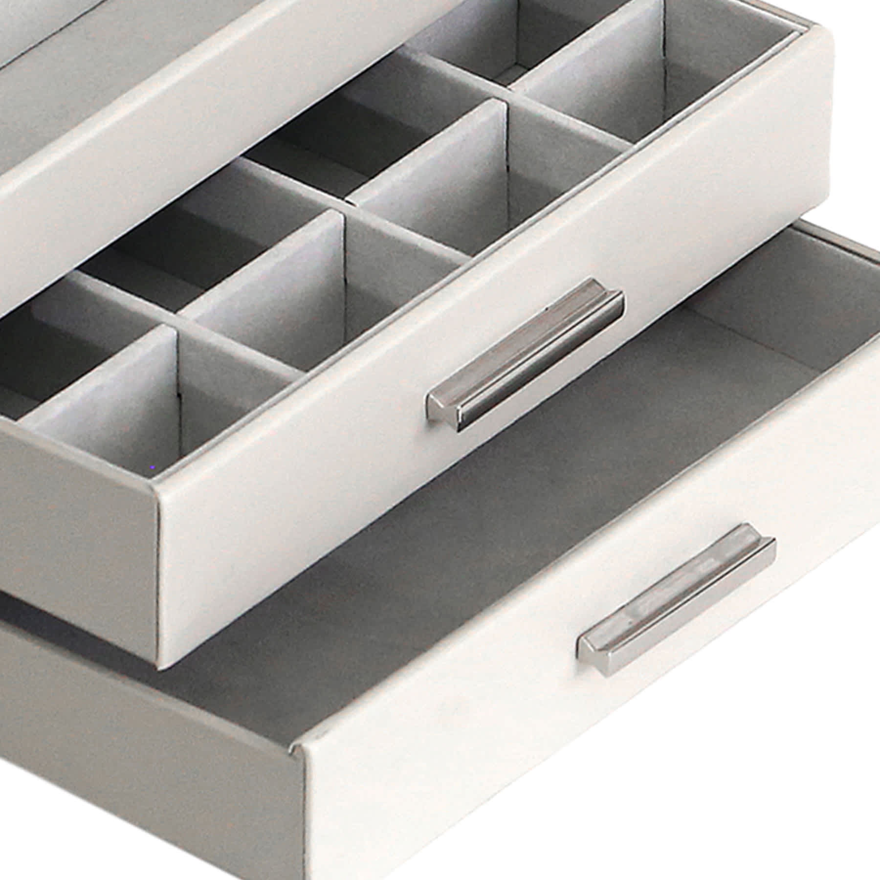 Grey Drawer Leather Jewelry Organizer