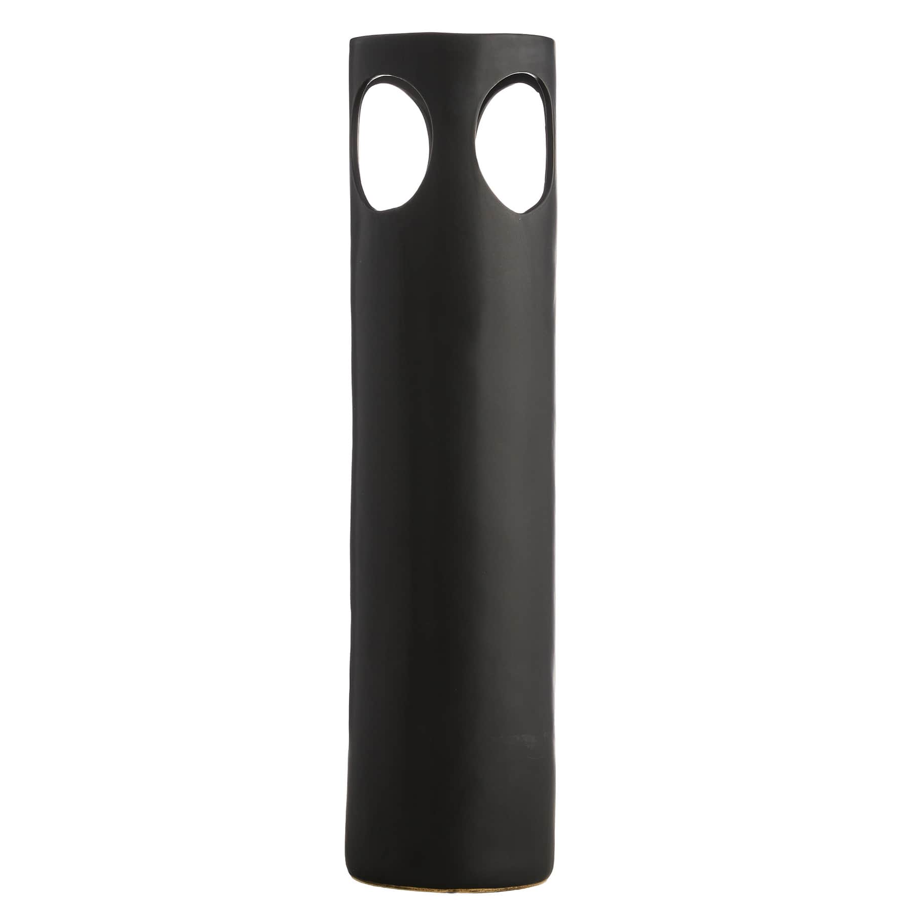 Black Double Handle Ceramic Oversized Vase, 27"