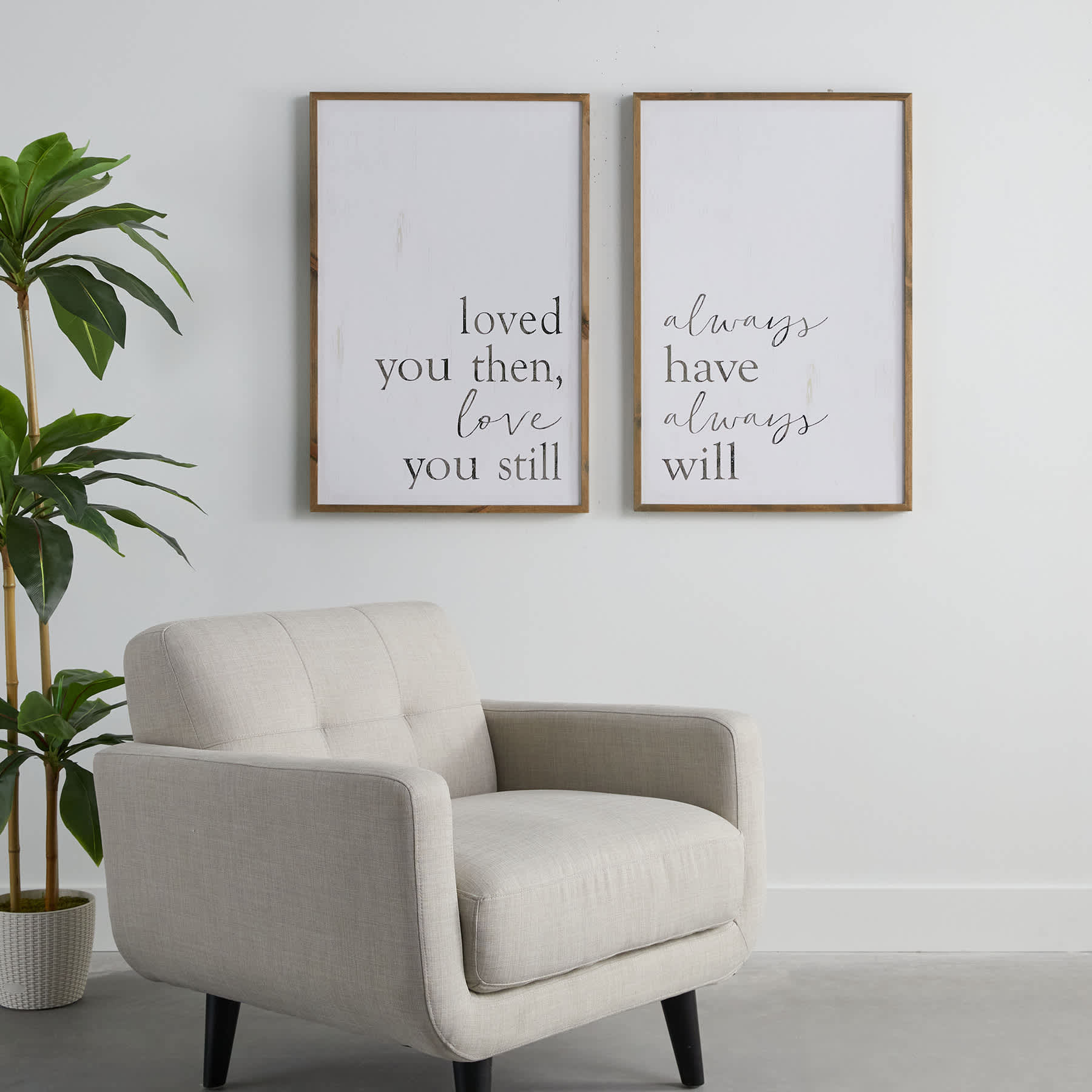 Honeybloom 2-Piece Glass Framed Love You Then Still & Always Will Wall Art, 24x36