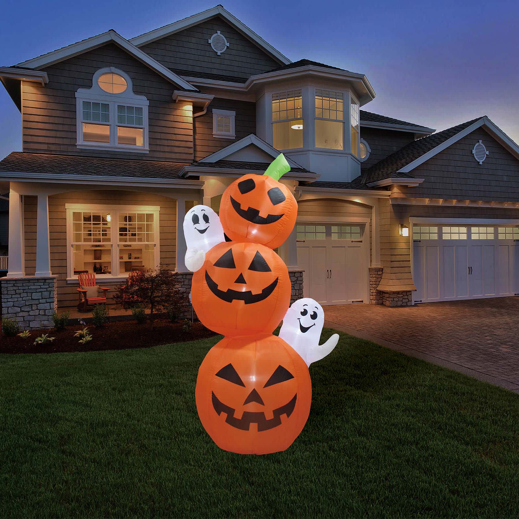 Jack-o'-Lantern & Ghost Stack Halloween Inflatable, 10'